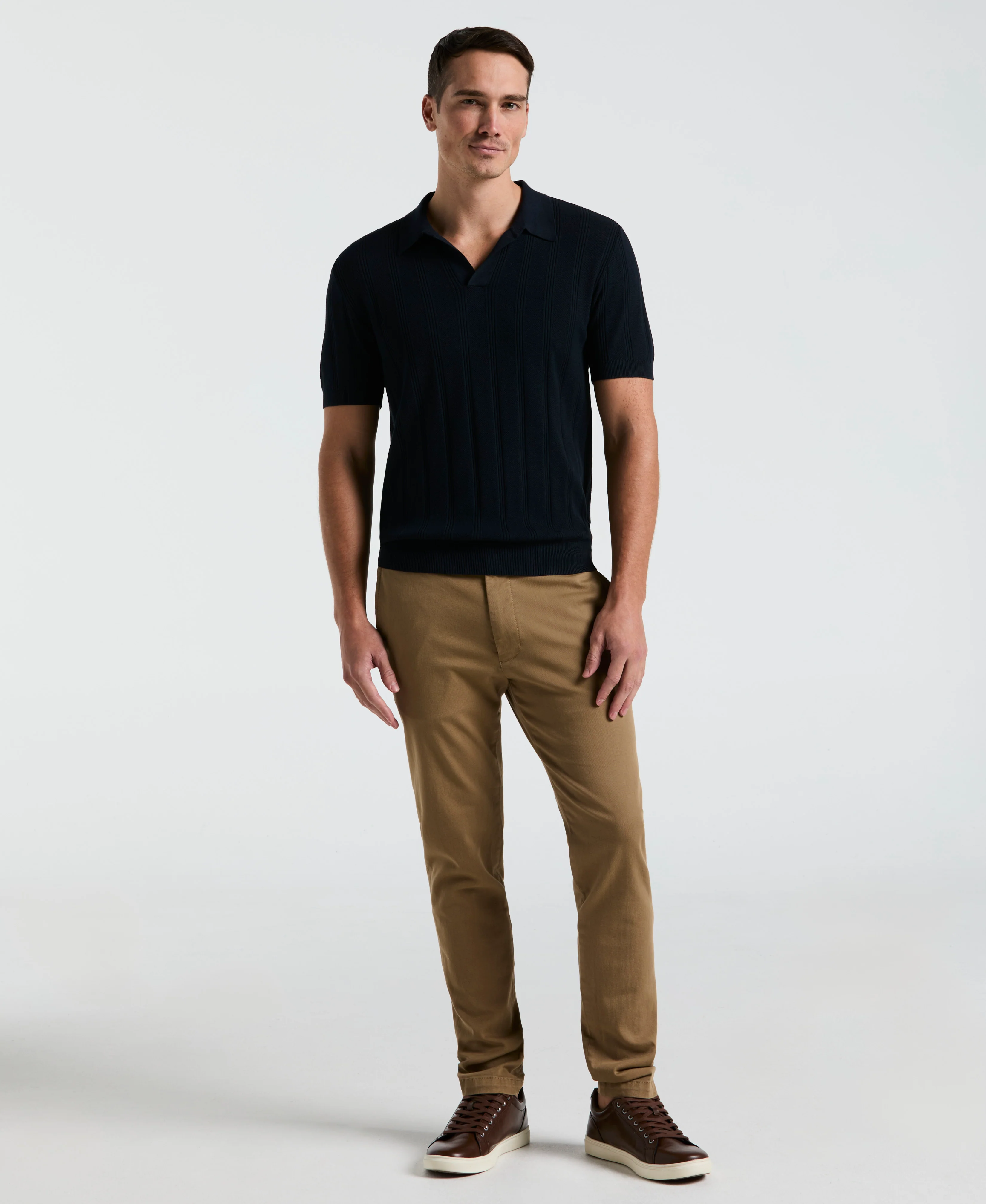 Mesh Stripe Sweater Polo
