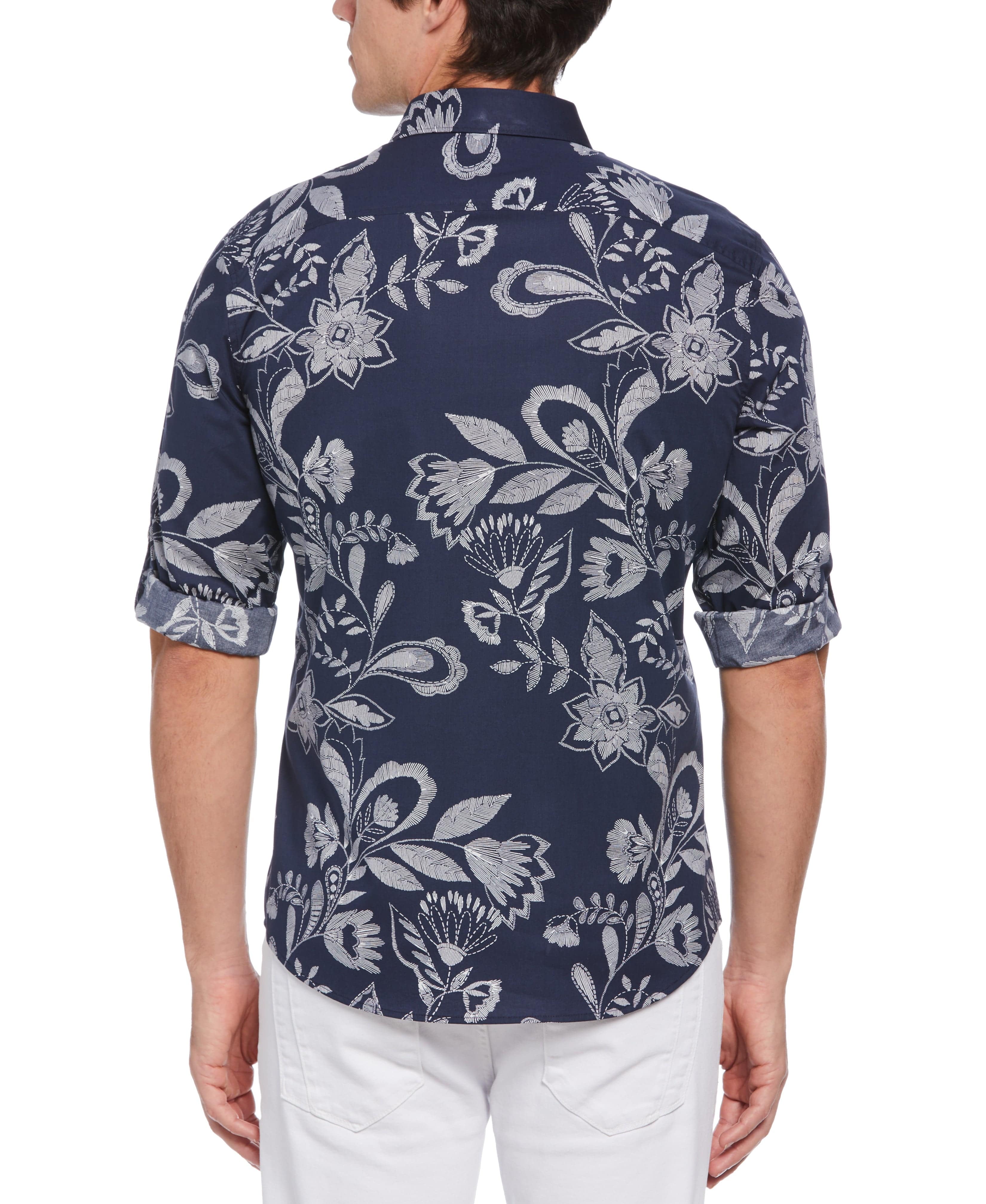 Untucked Floral Motif Shirt