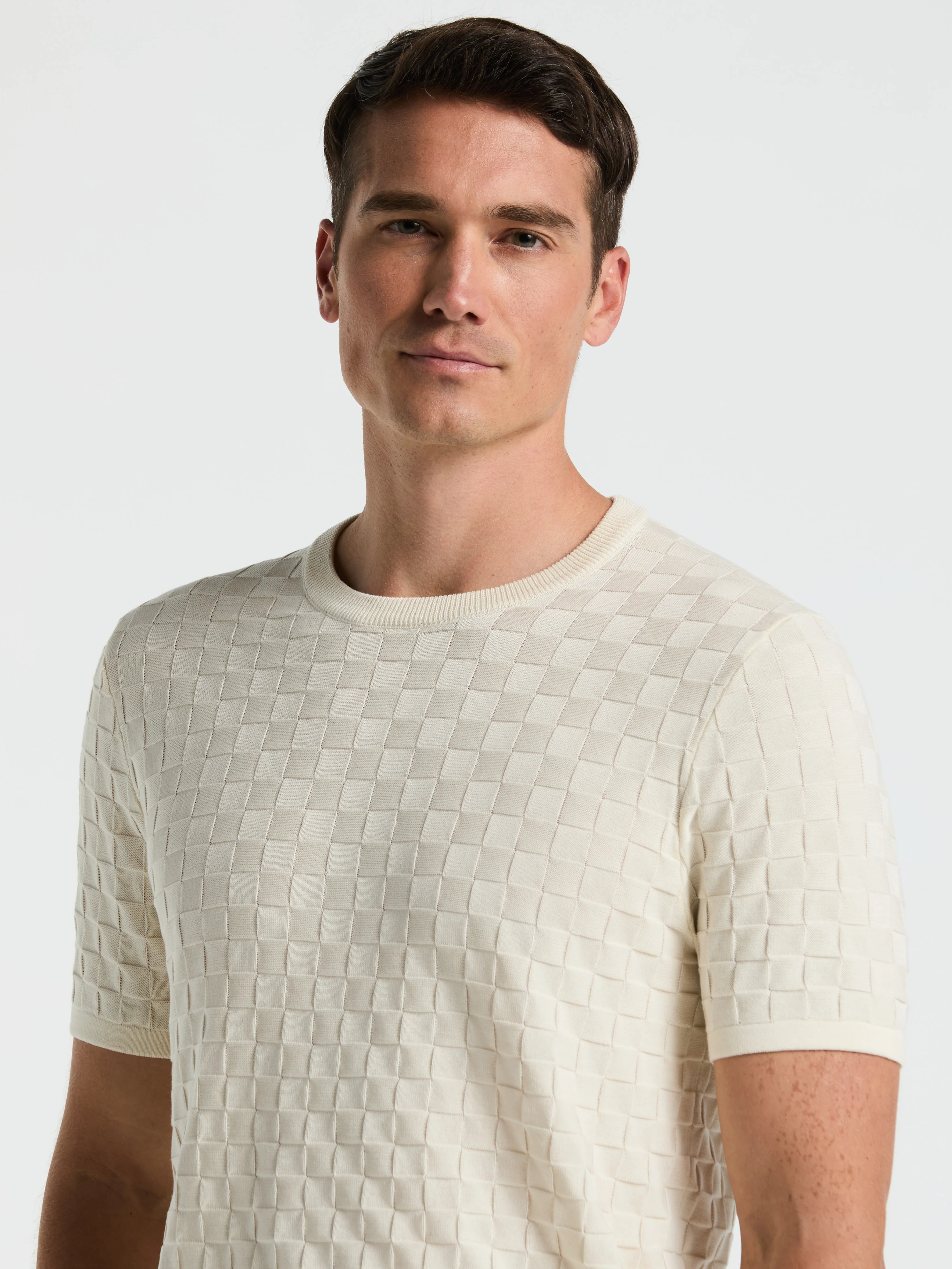 Square Pattern Crew Neck Sweater Tee
