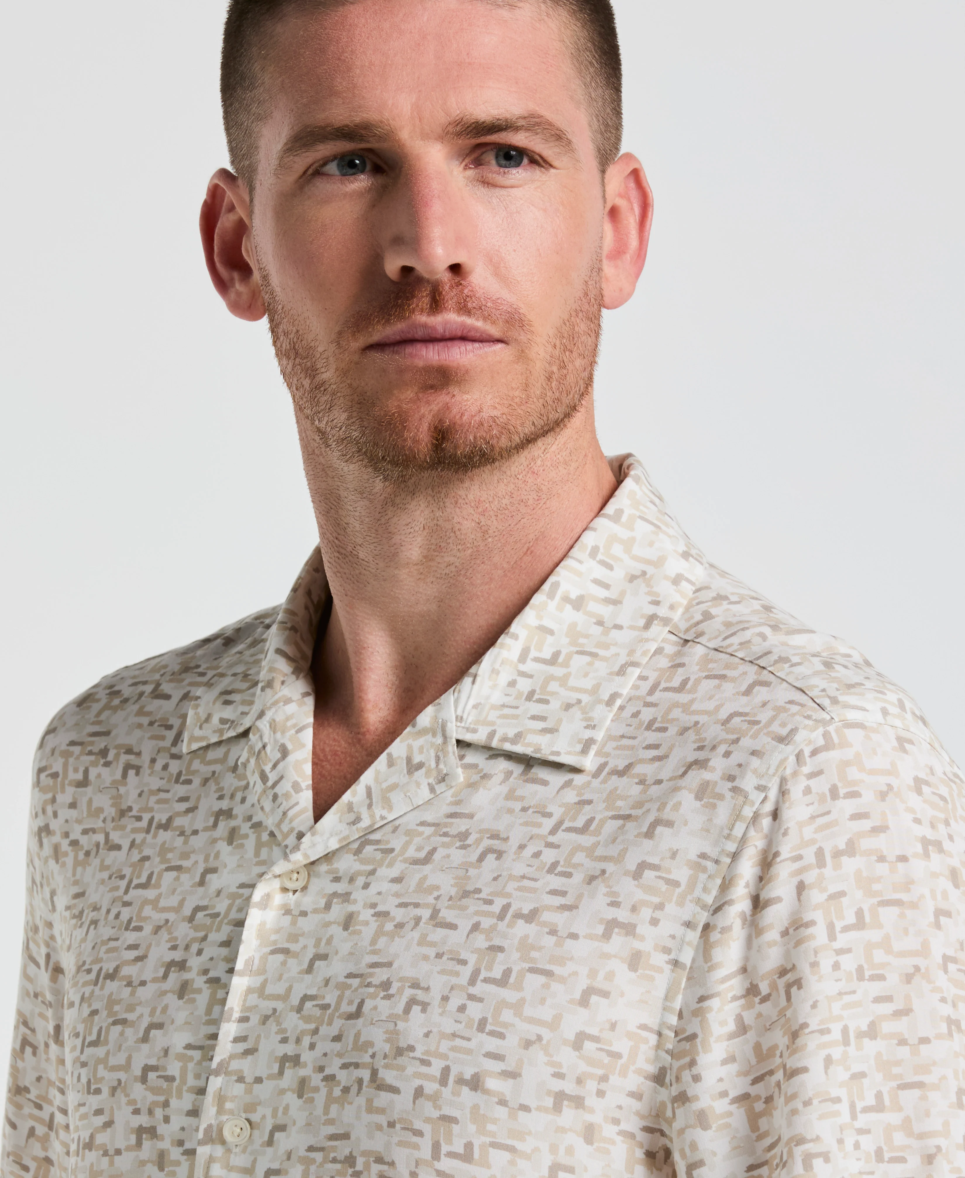 EcoVero™ Brushstroke Print Camp Collar Shirt
