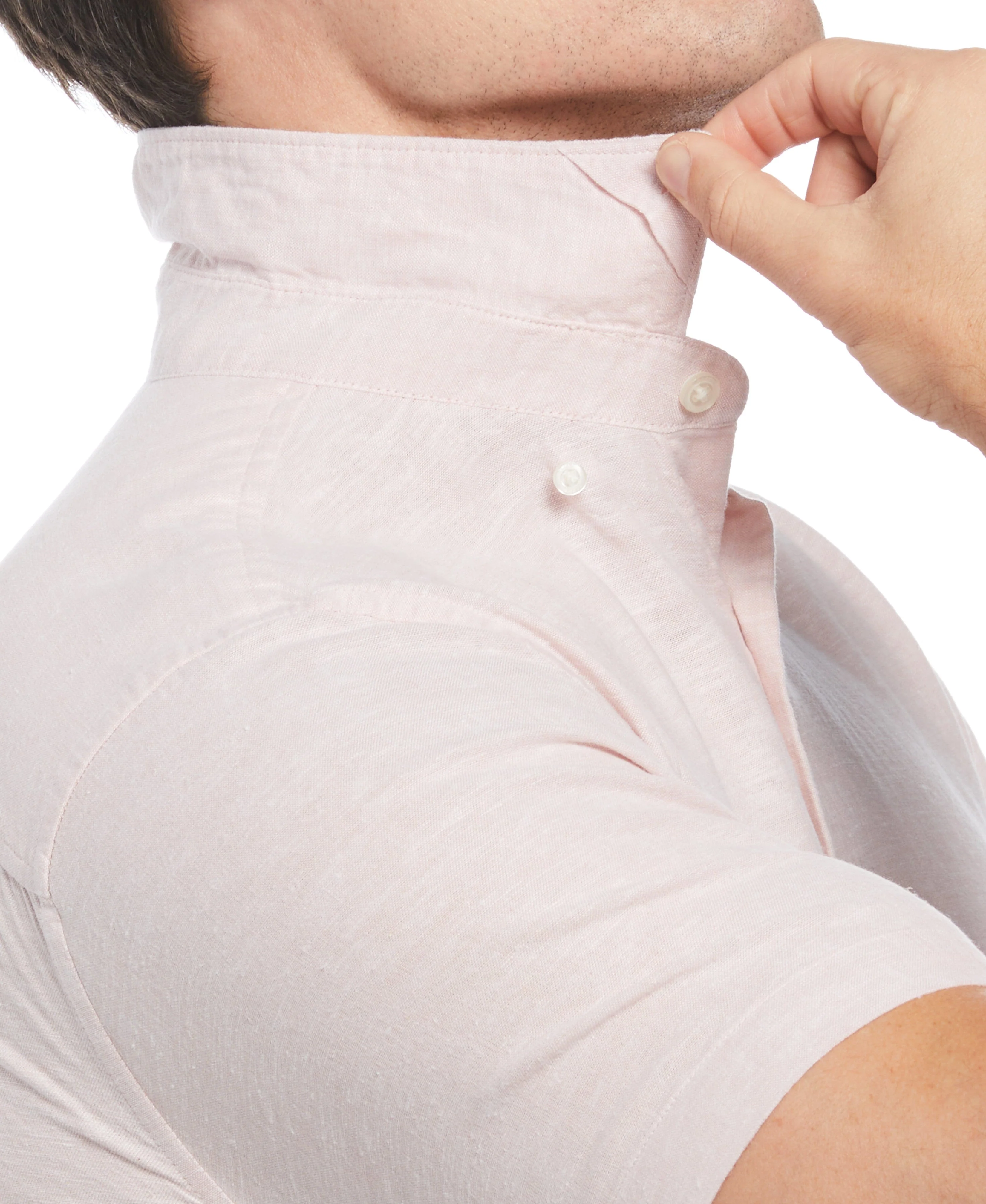 Untucked Slim Fit Linen Blend Heather Shirt - Pink