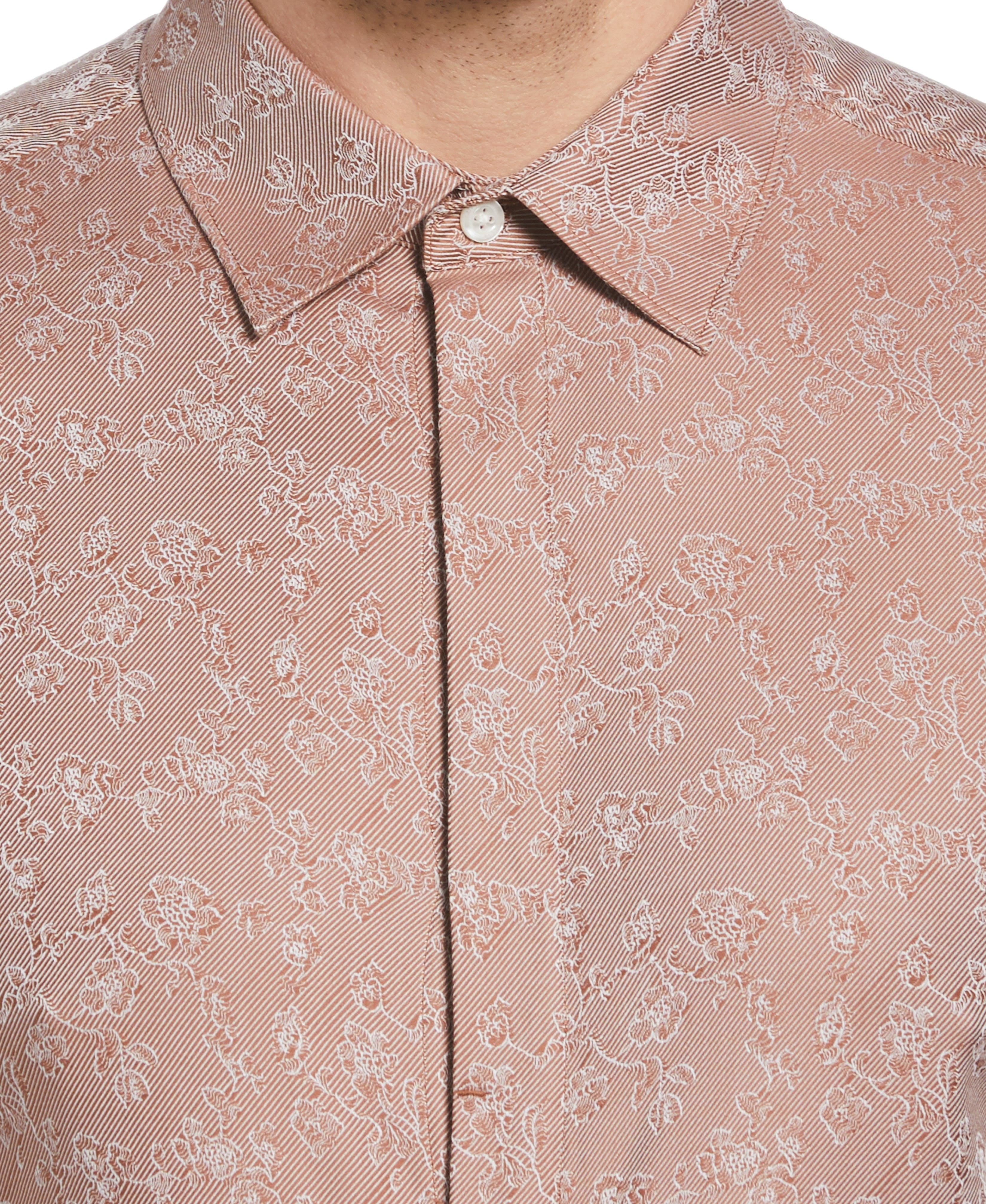 Slim Fit Jacquard Floral Print Shirt