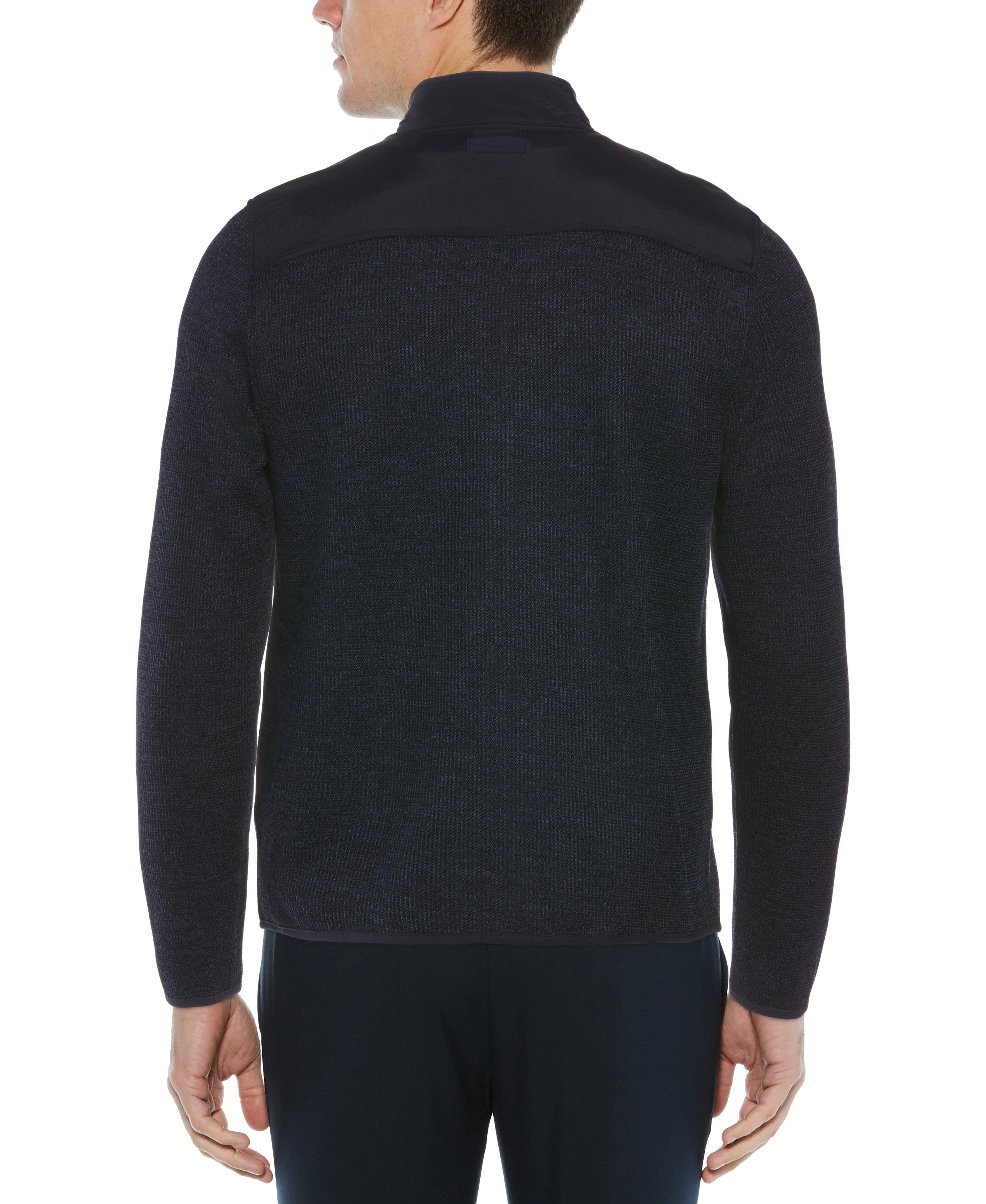 Heathered Full Zip Mock Neck Fleece Jacket