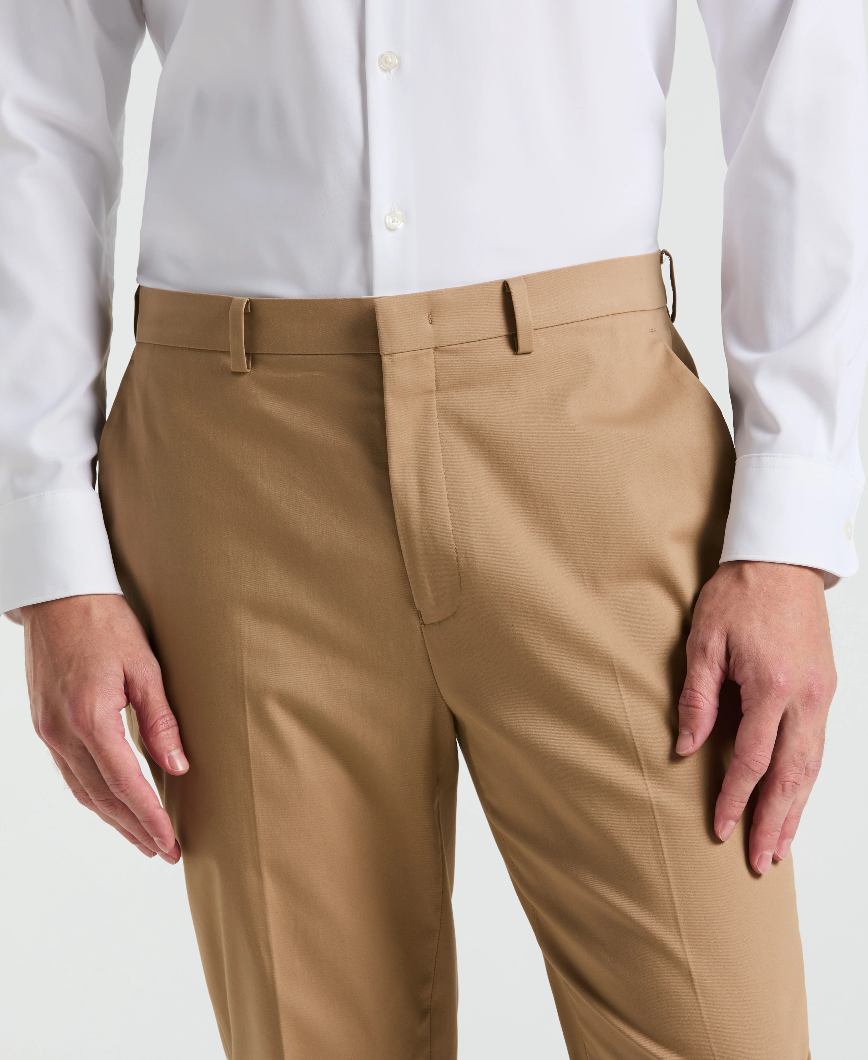 Slim Fit Solid Cotton Blend Suit Pant
