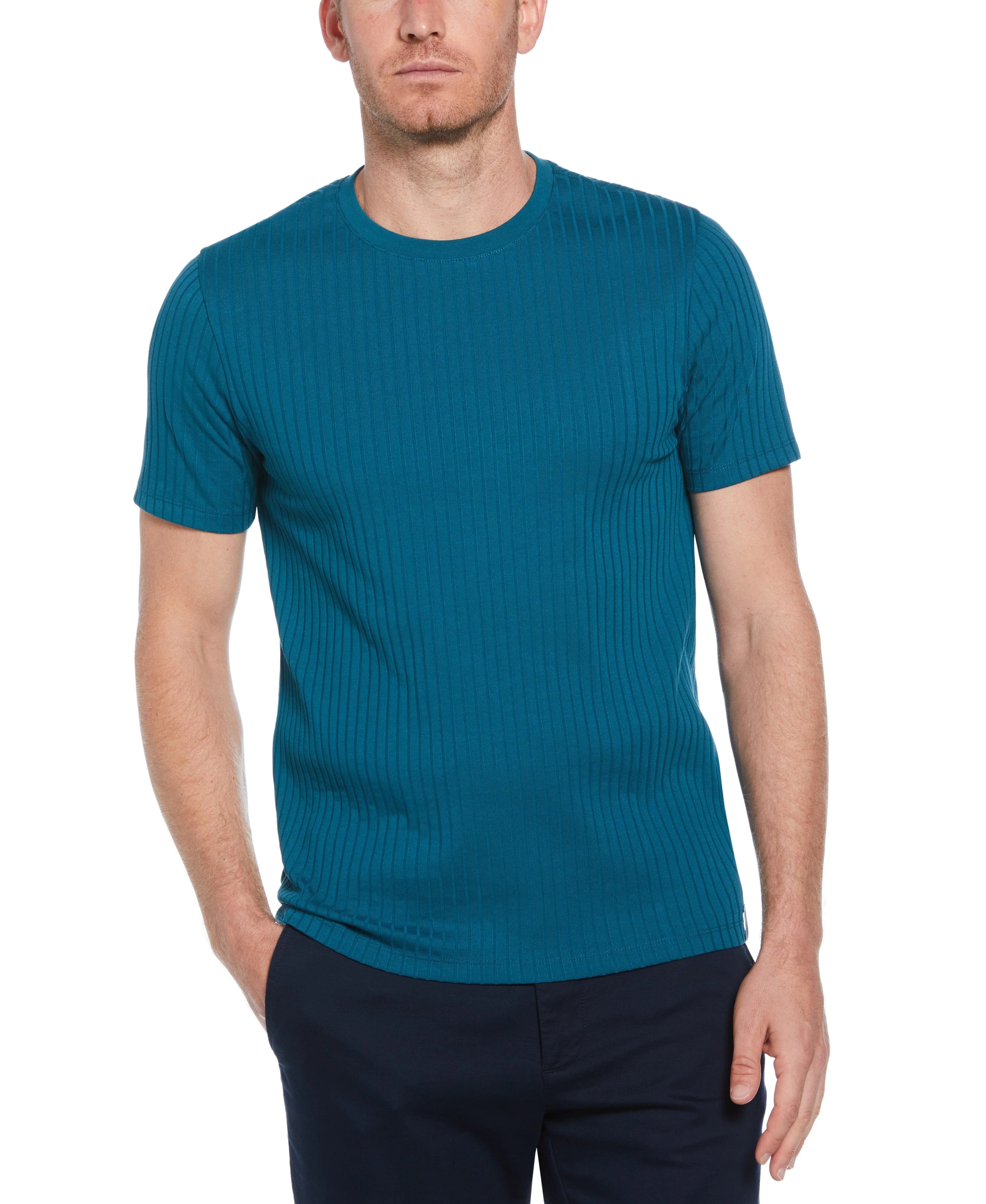 Rib Knit Crew Neck Tee
