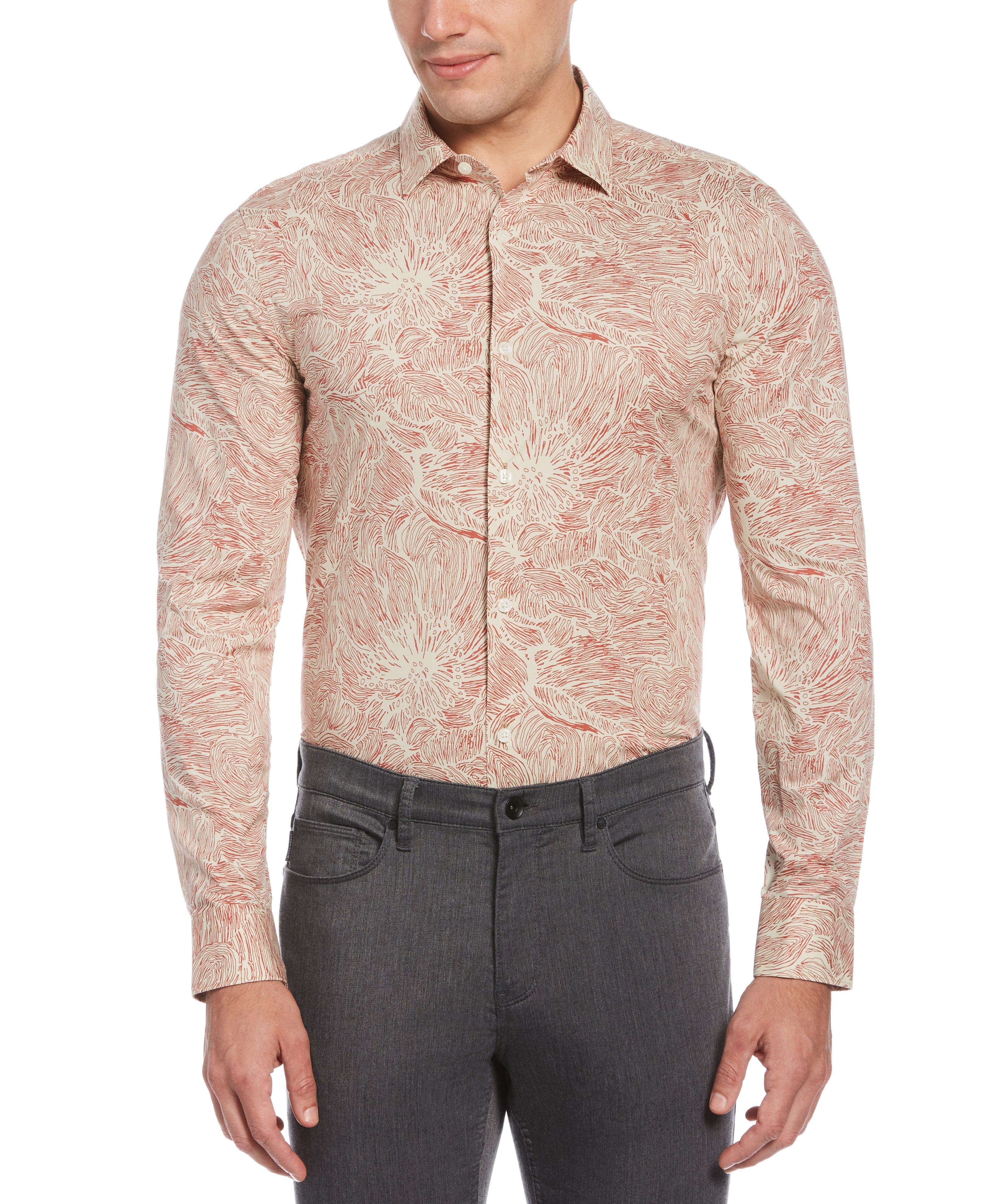 Sketch Print Stretch Shirt