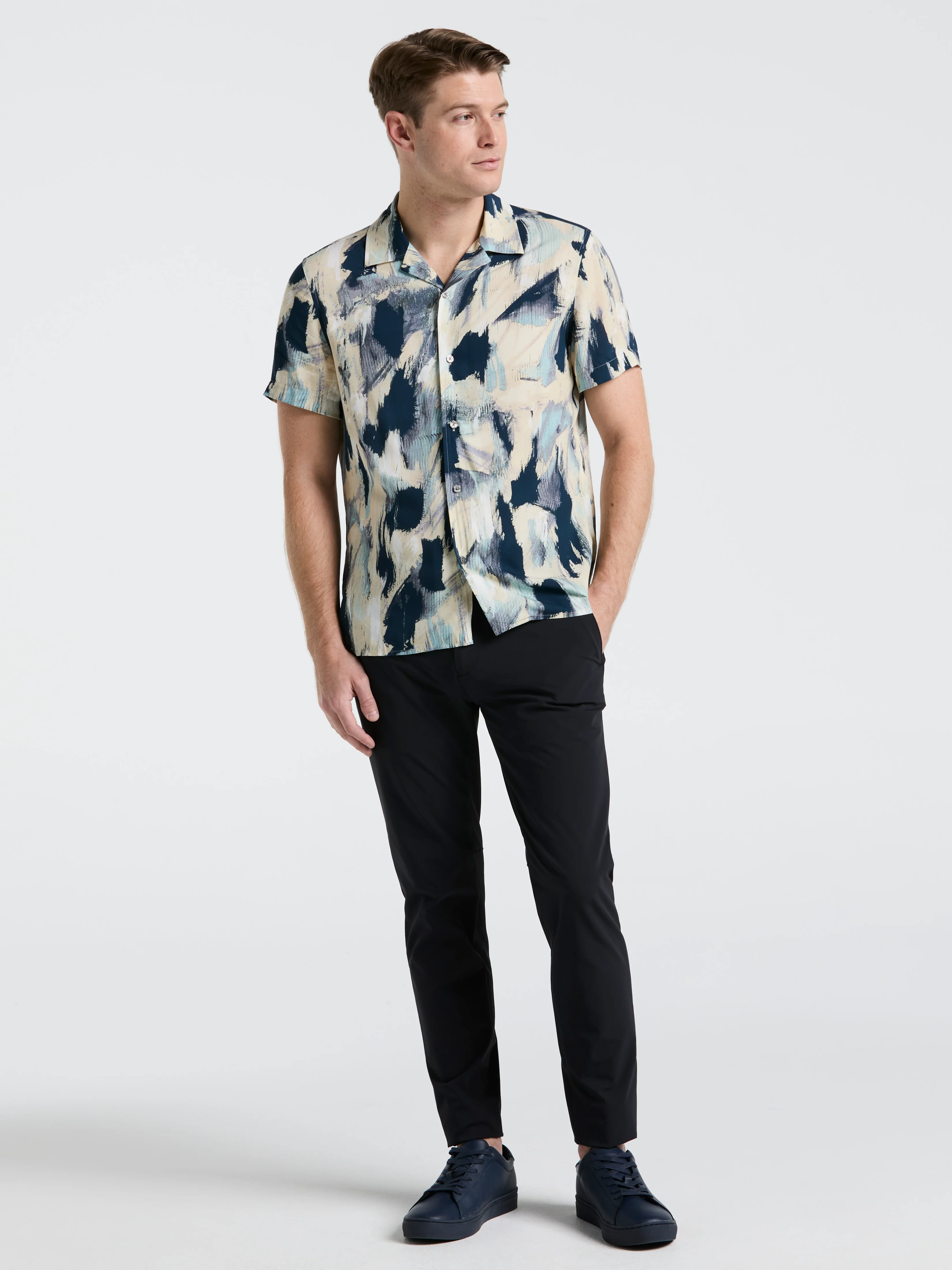 EcoVero™ Abstract Print Camp Collar Shirt