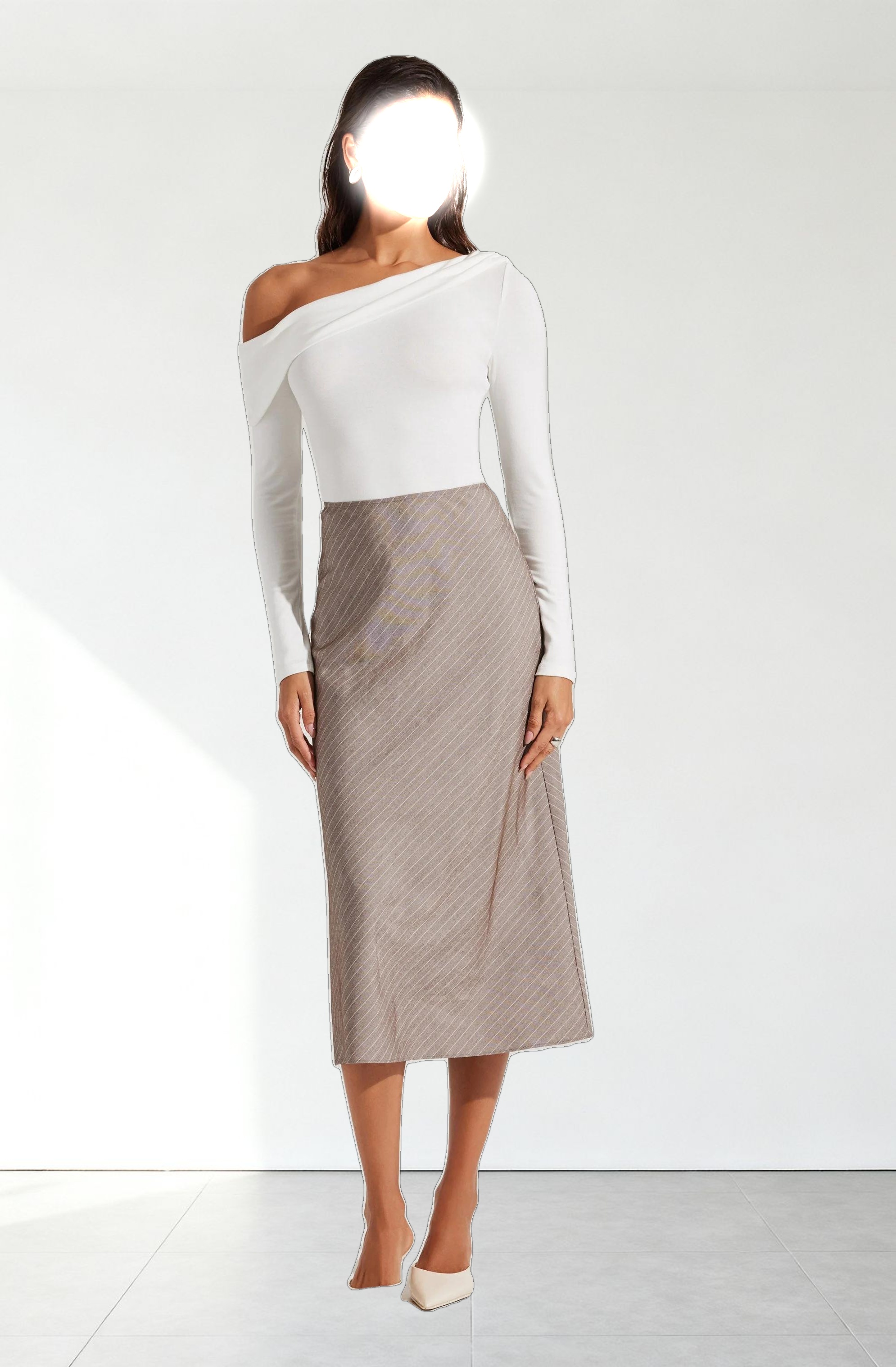 Striped Woven Midi Skirt