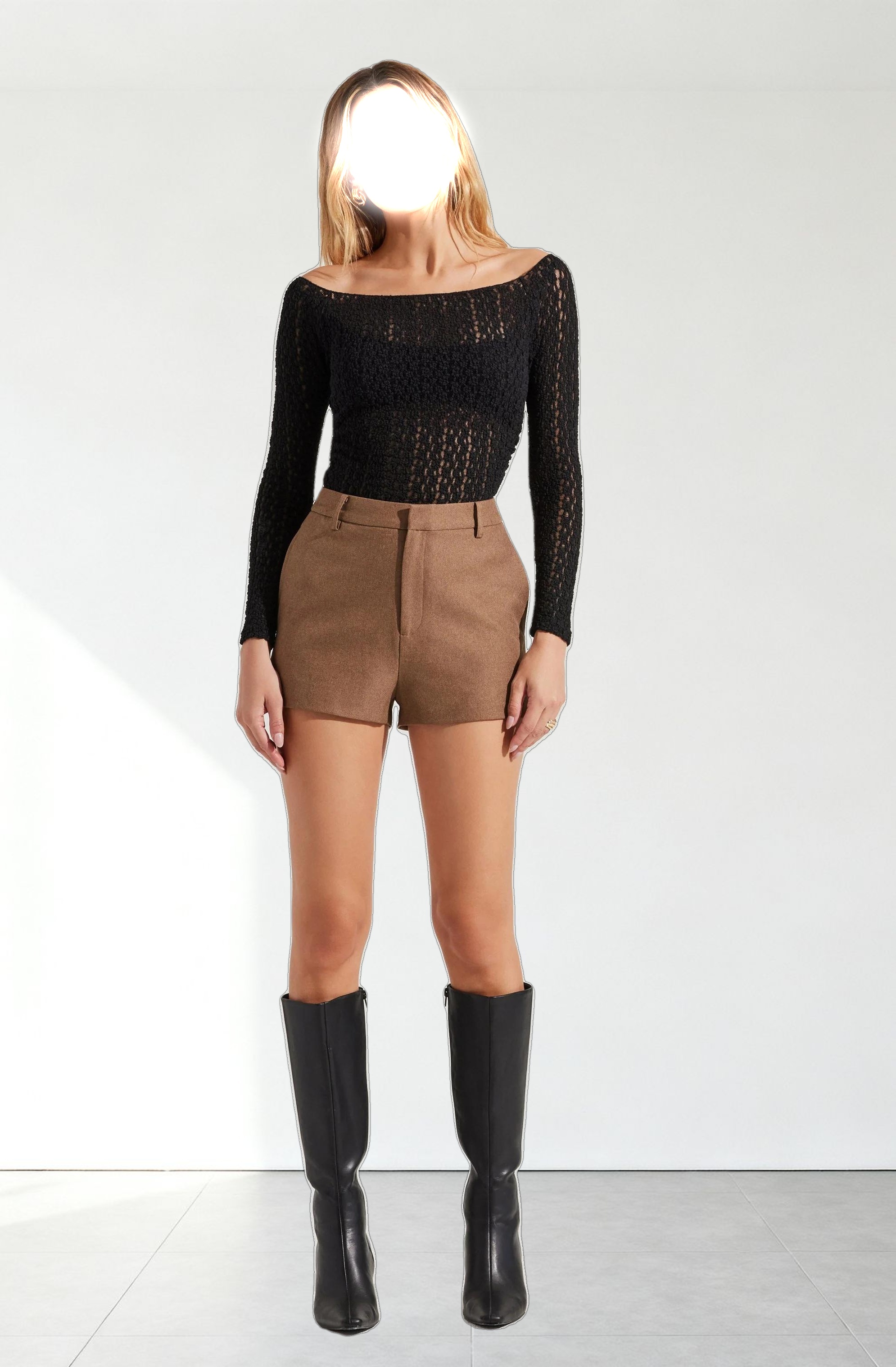 Boat Neck Open Knit Top