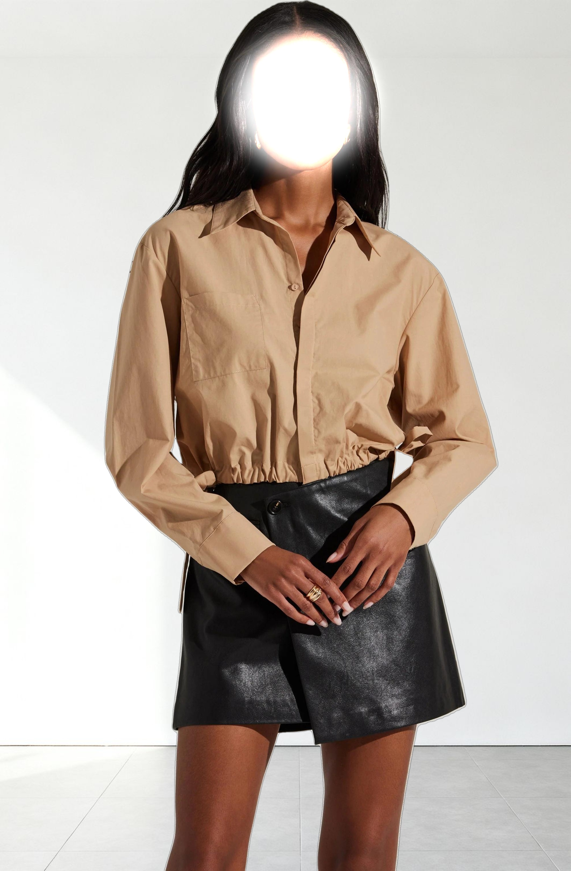 Cyril Cinch Waist Button-Up Top
