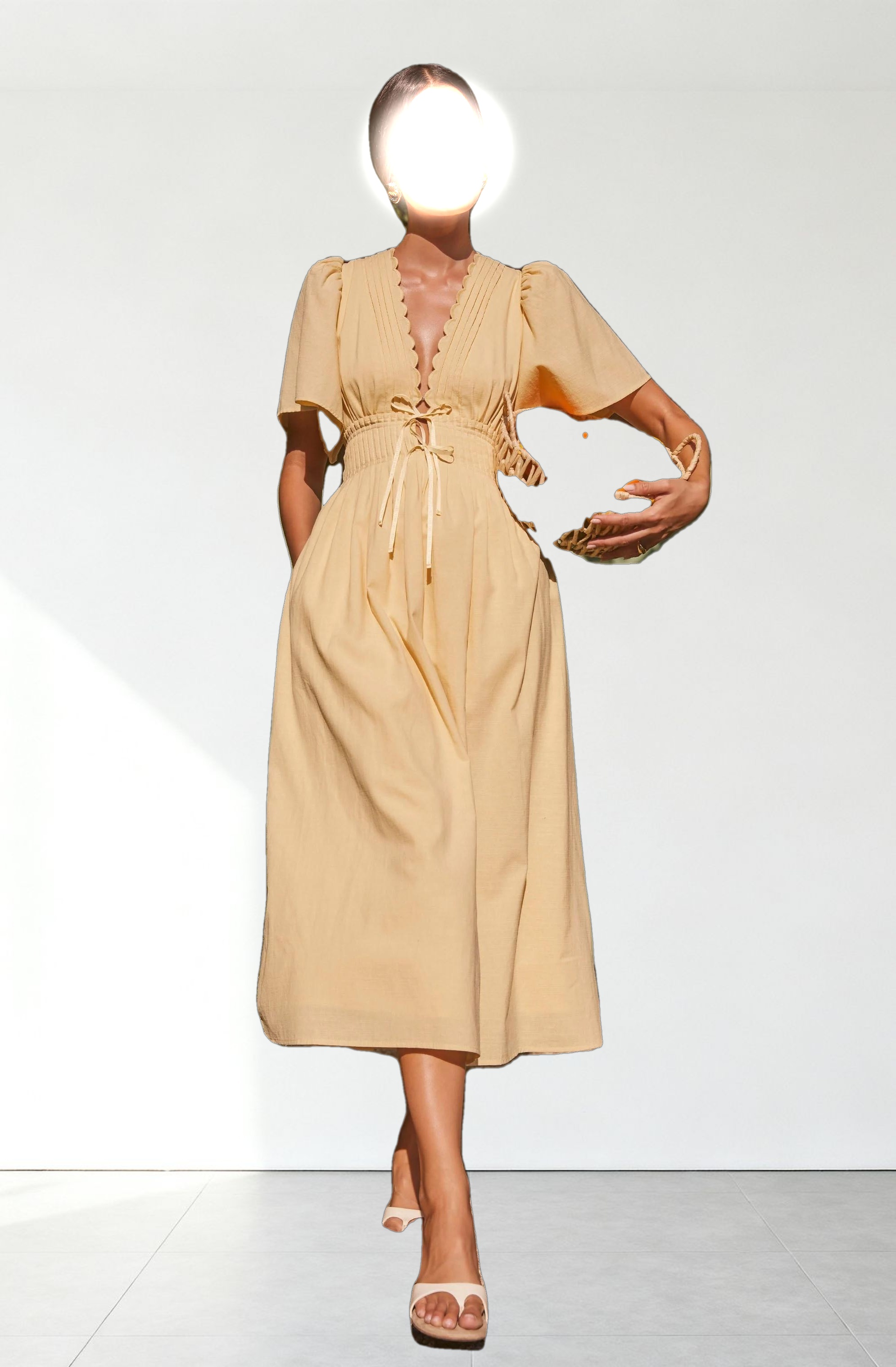 Hadleigh Scallop Trim Midi Dress