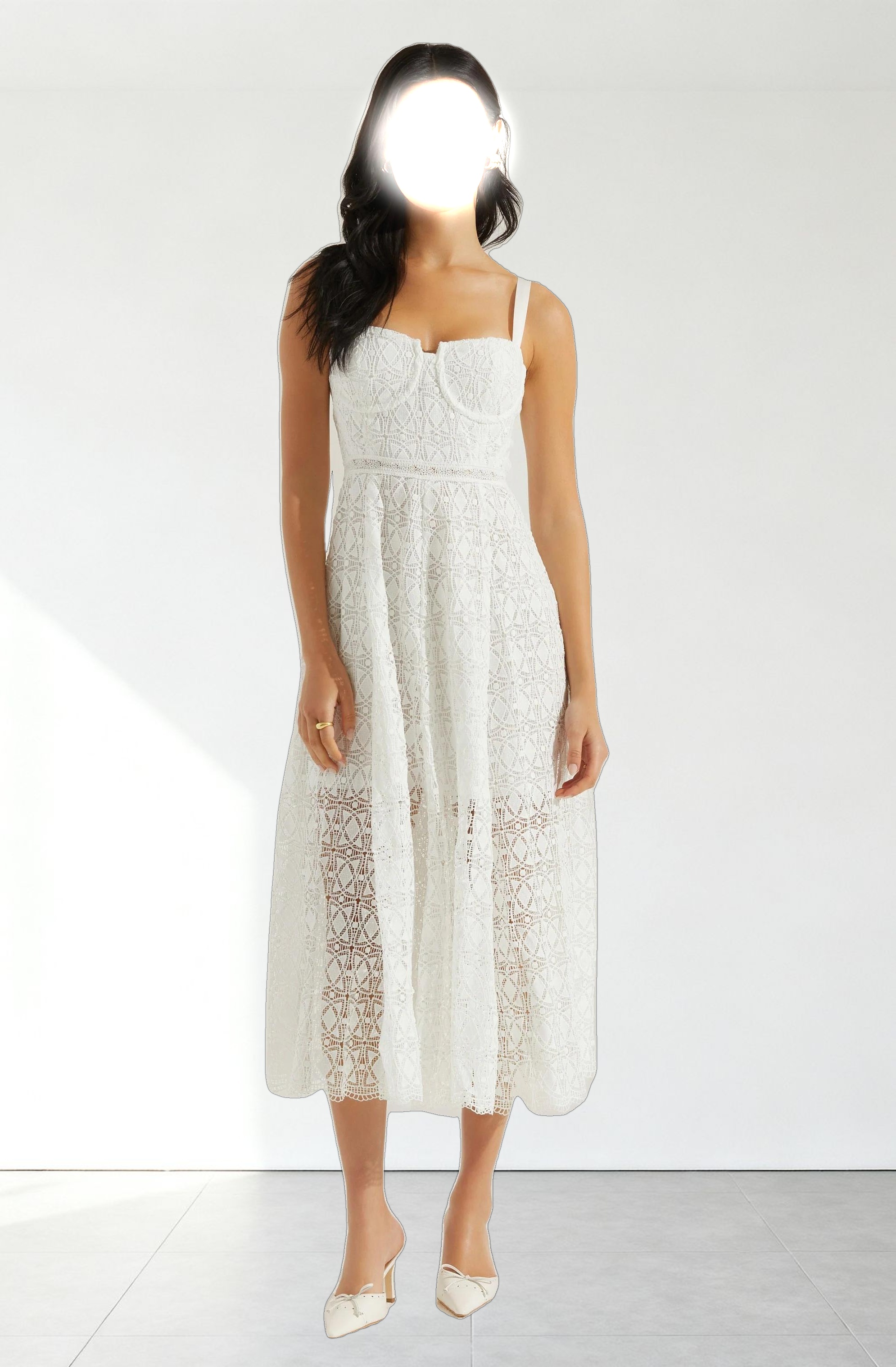 Tenna Lace Bustier Midi Dress