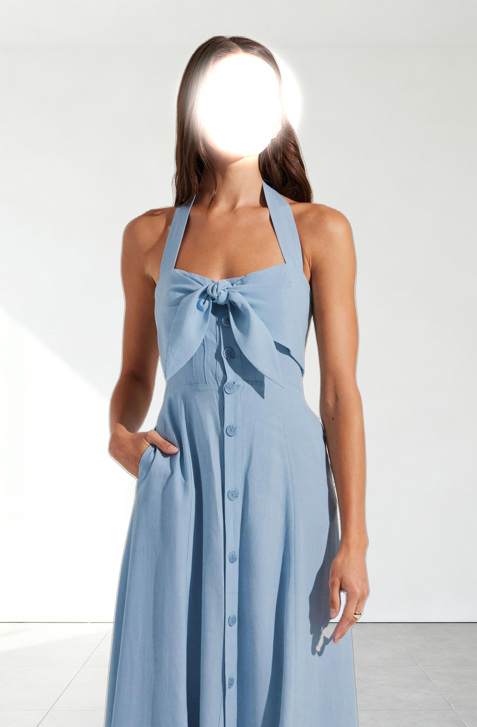 Katherine Linen-Blend Halter Dress