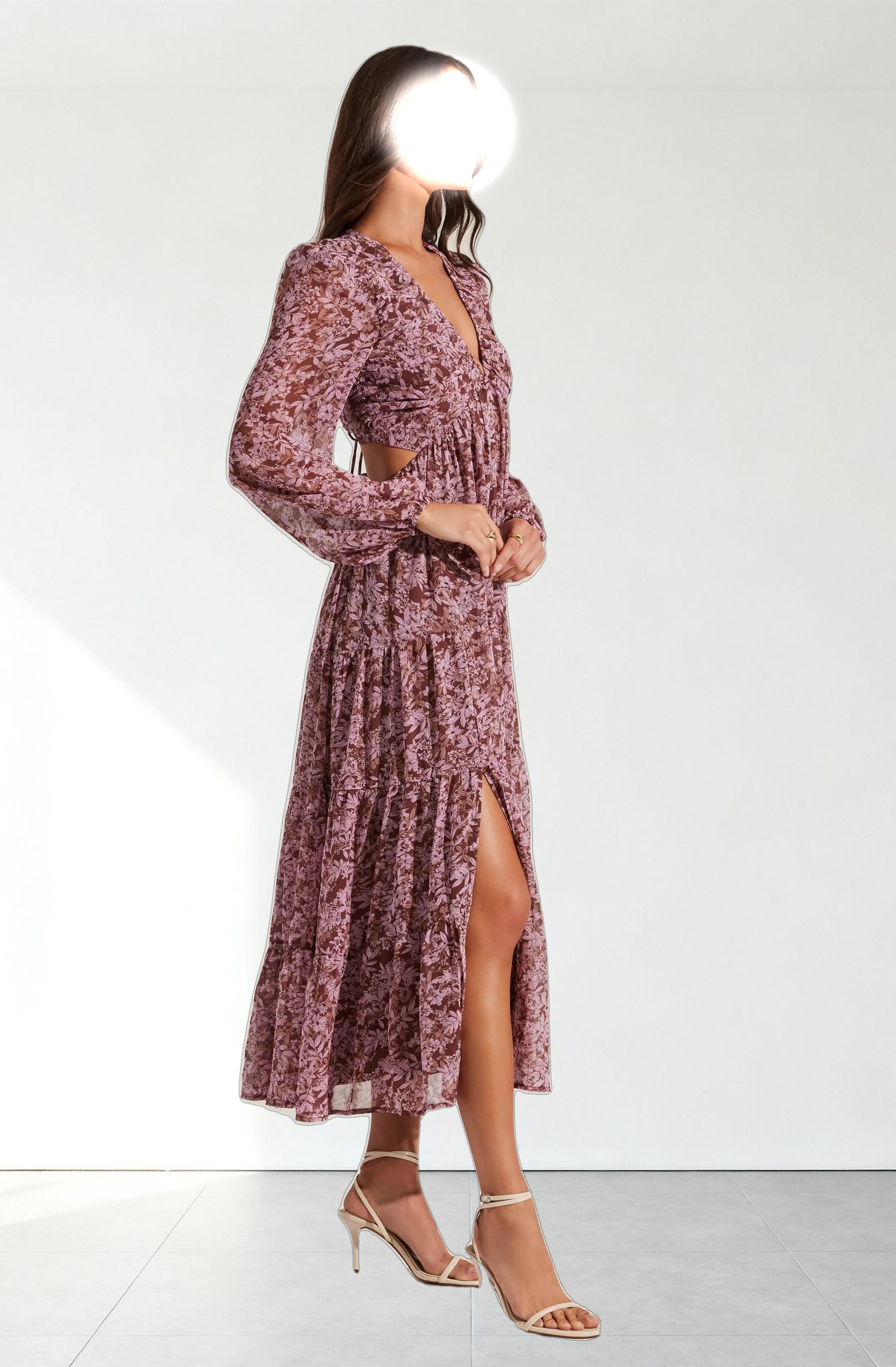 V-Neck Cutout Midi Dress