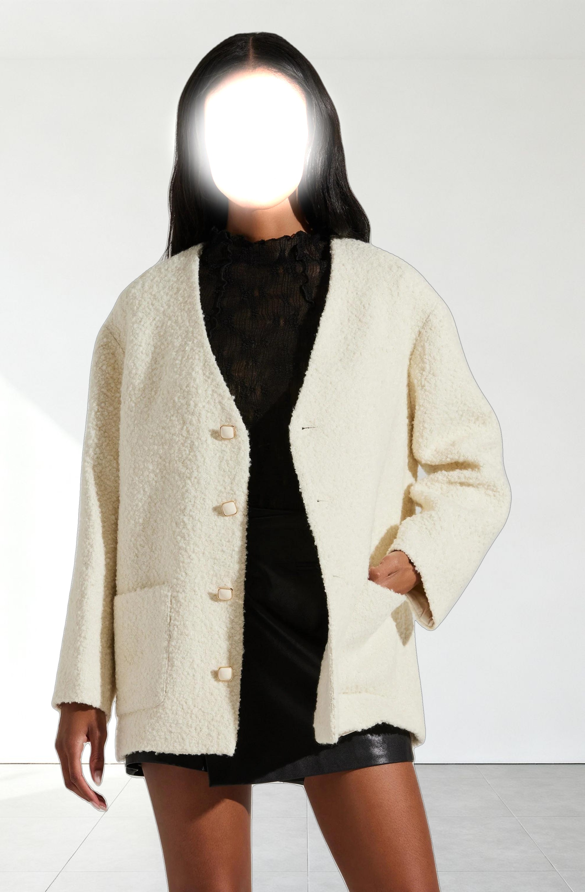 Maidy Boucle V-Neck Coat