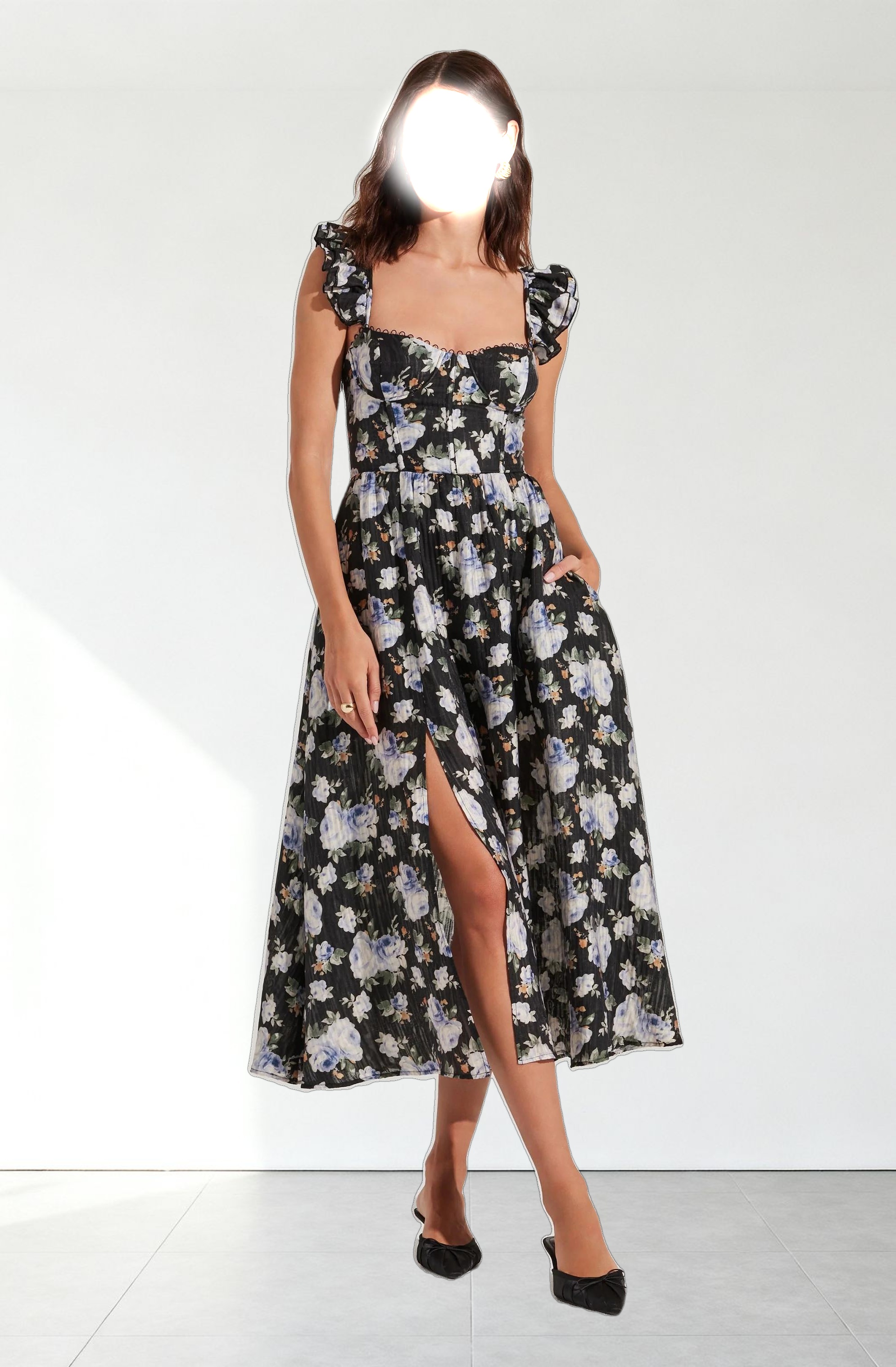 Wedelia Floral Bustier Midi Dress