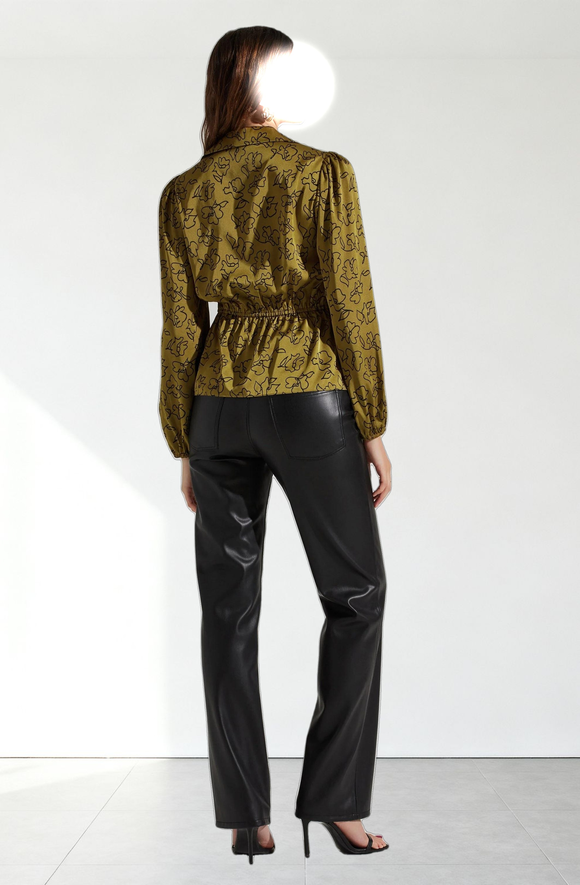 Asymmetrical Collared Floral Wrap Top