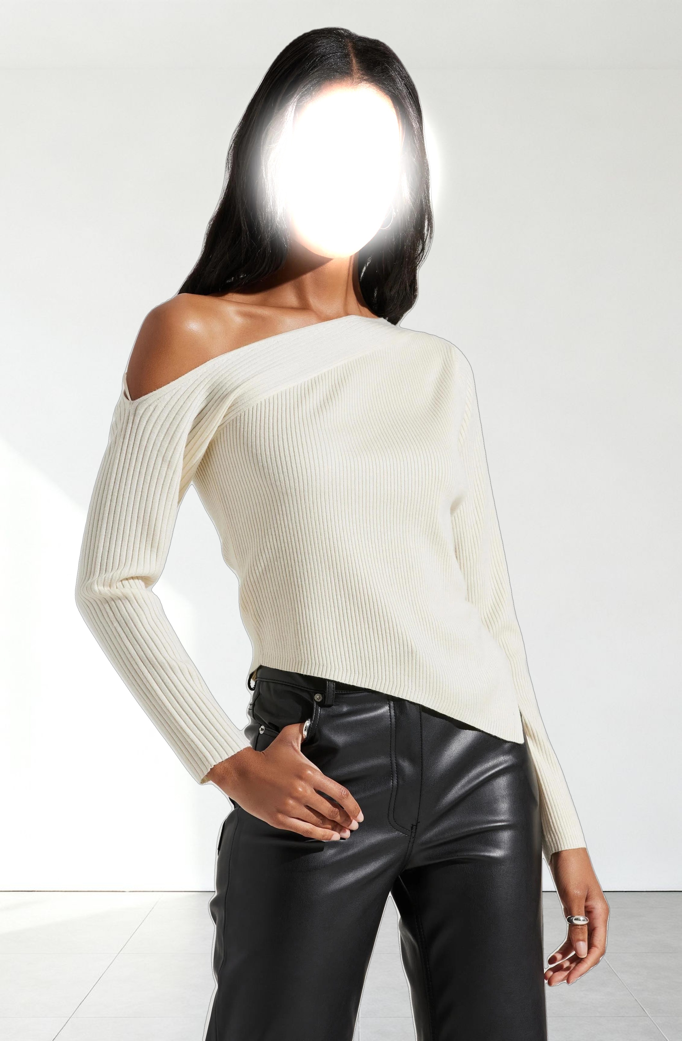 Aldari Off Shoulder Ribbed Sweater