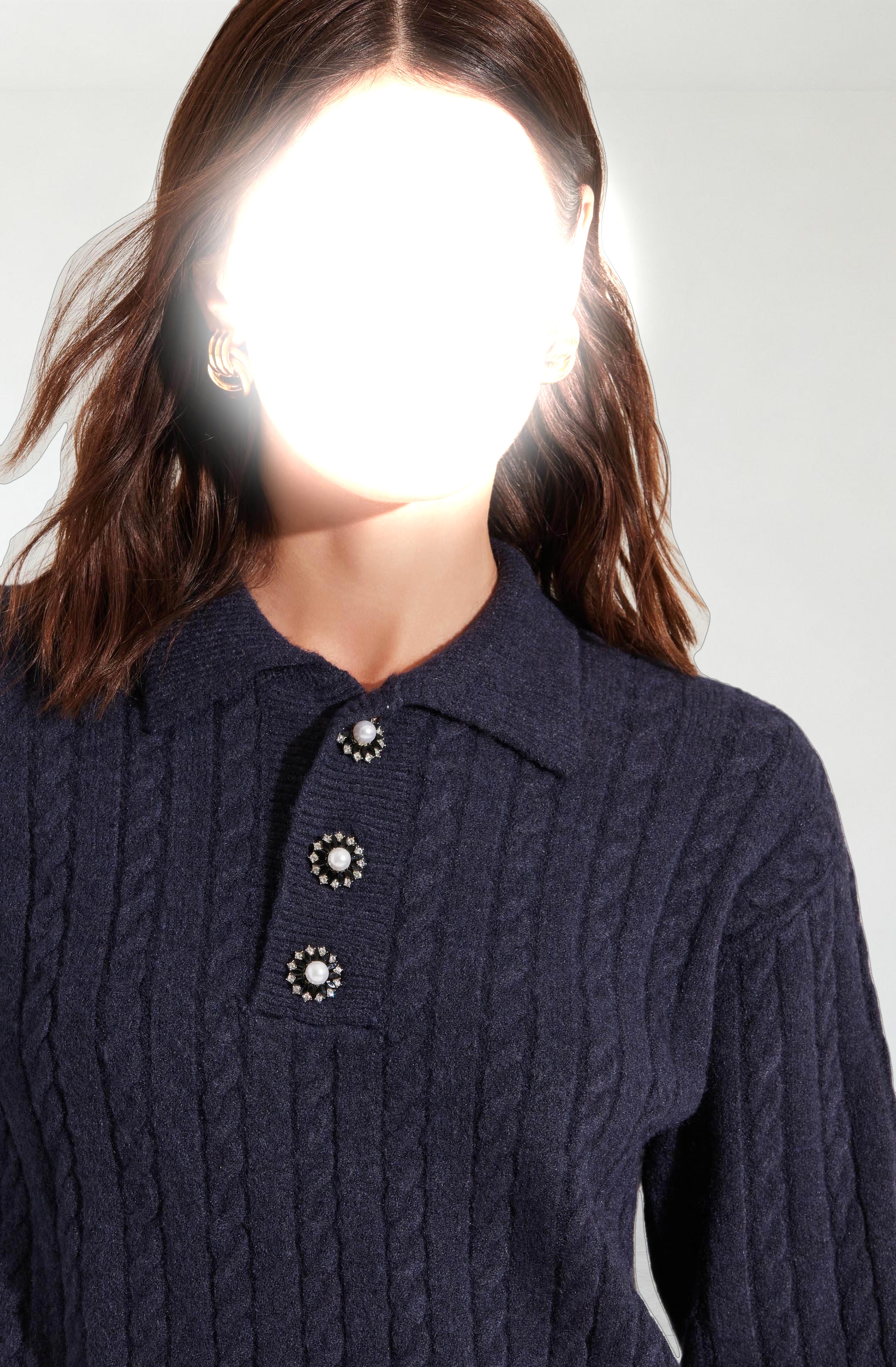 Cable Knit Polo Sweater