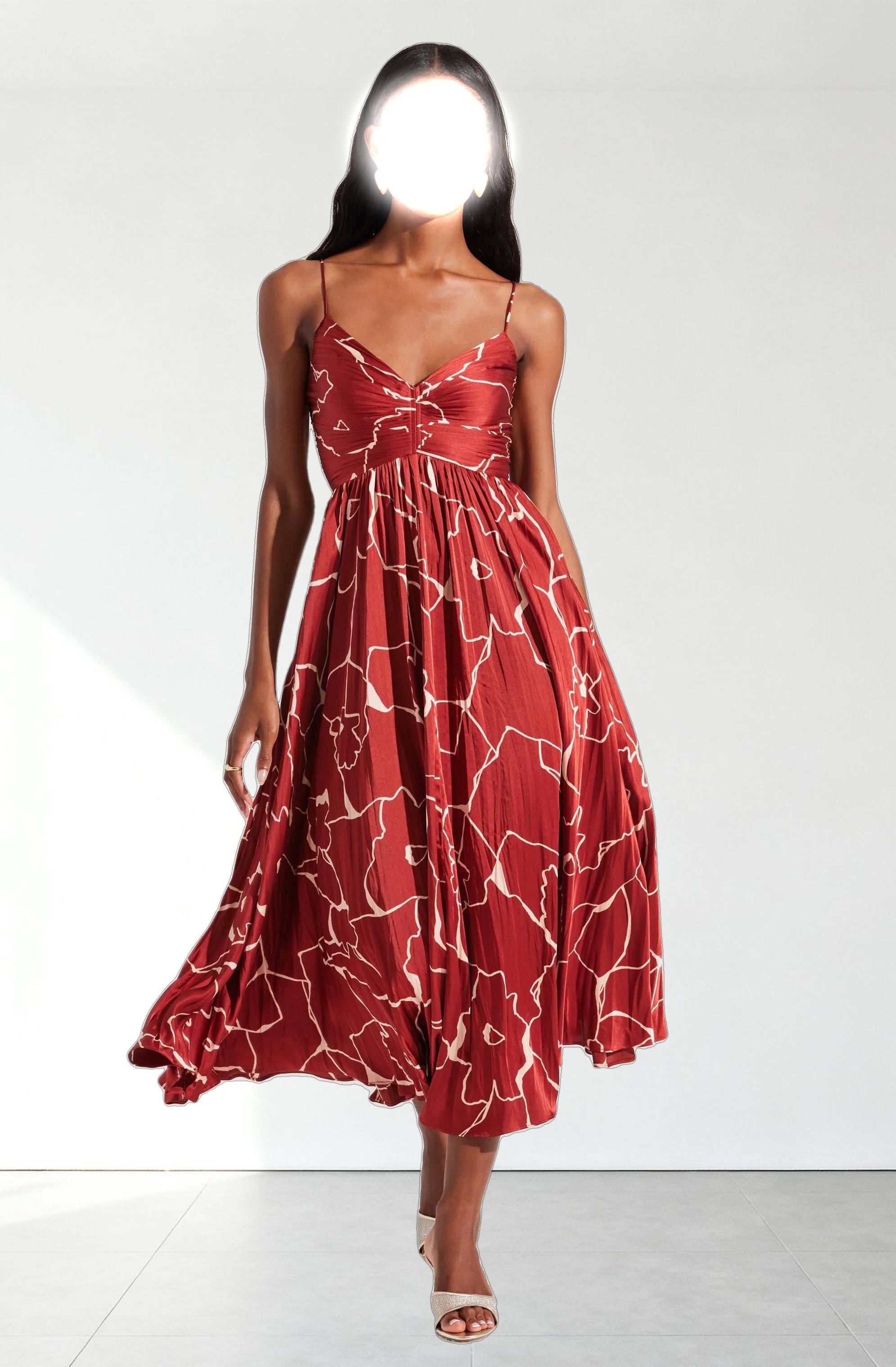 Maeve Printed Pleated Midi Dress