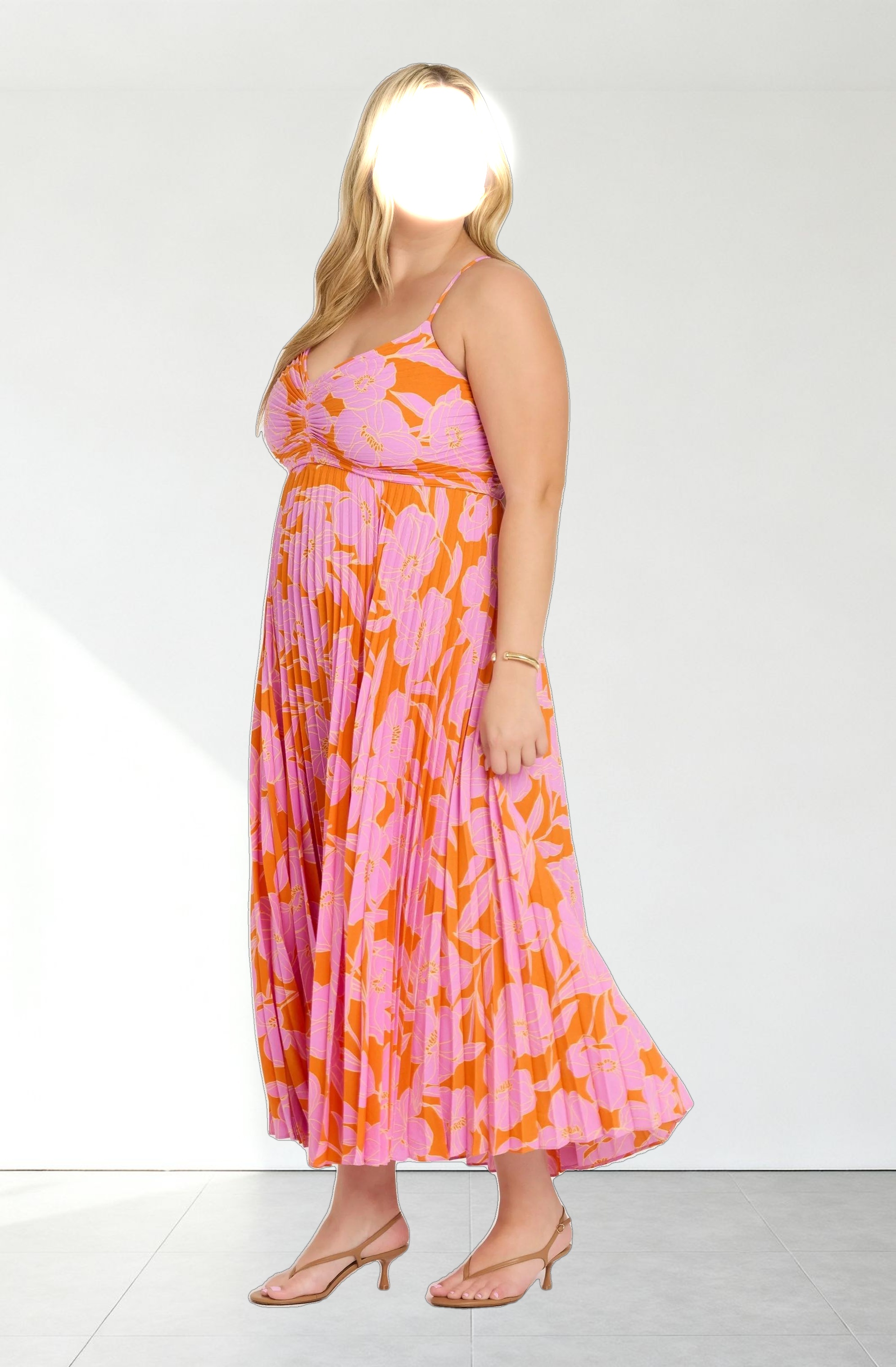 Blythe Floral Plisse Midi Dress