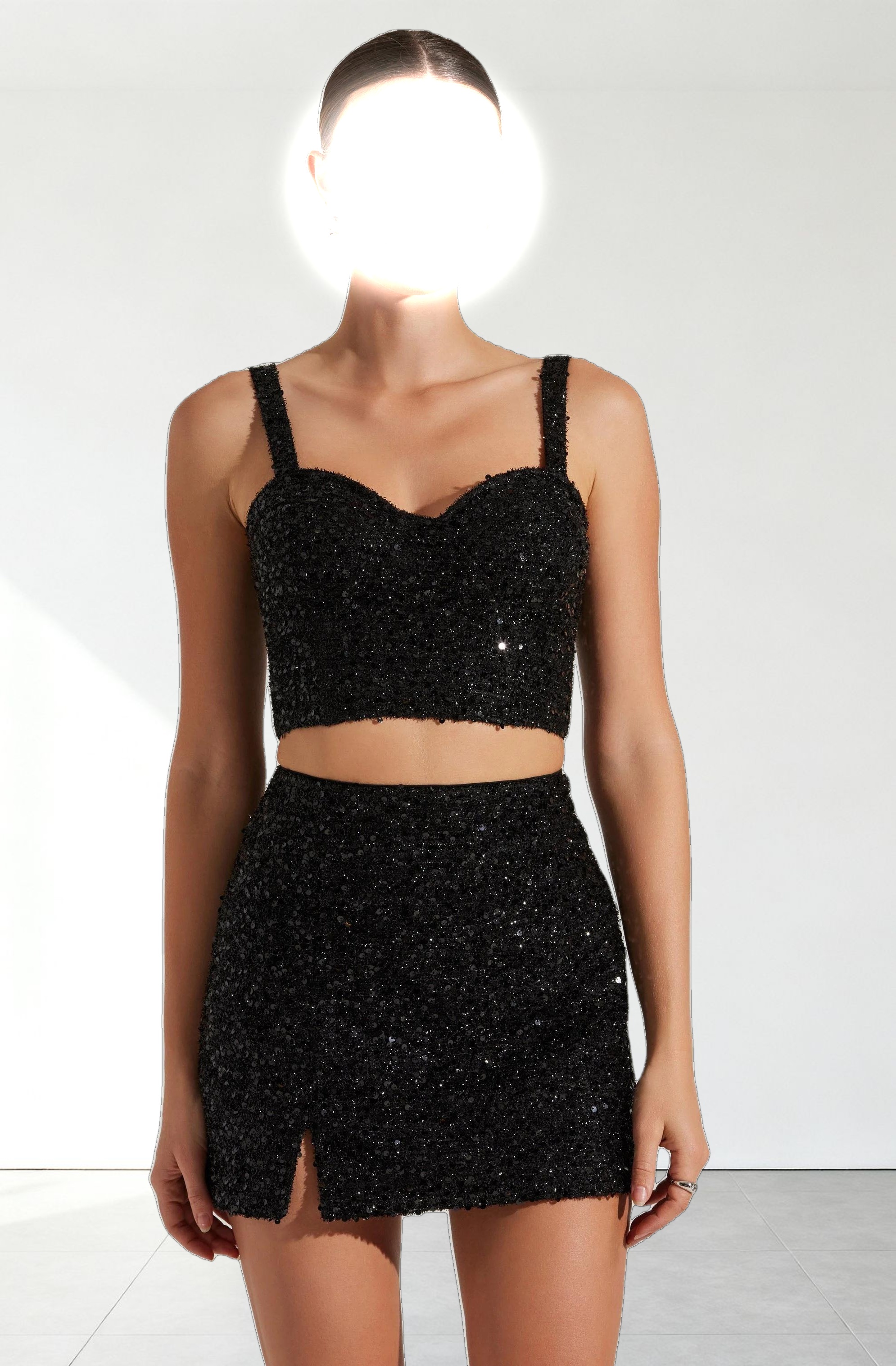 Suiren Sequin Bustier Crop Top