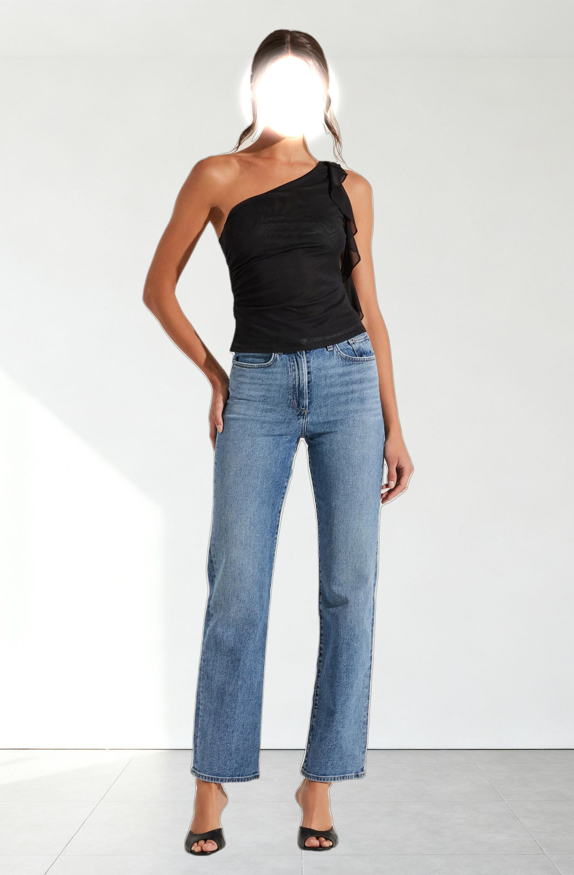 One Shoulder Ruffle Detail Top