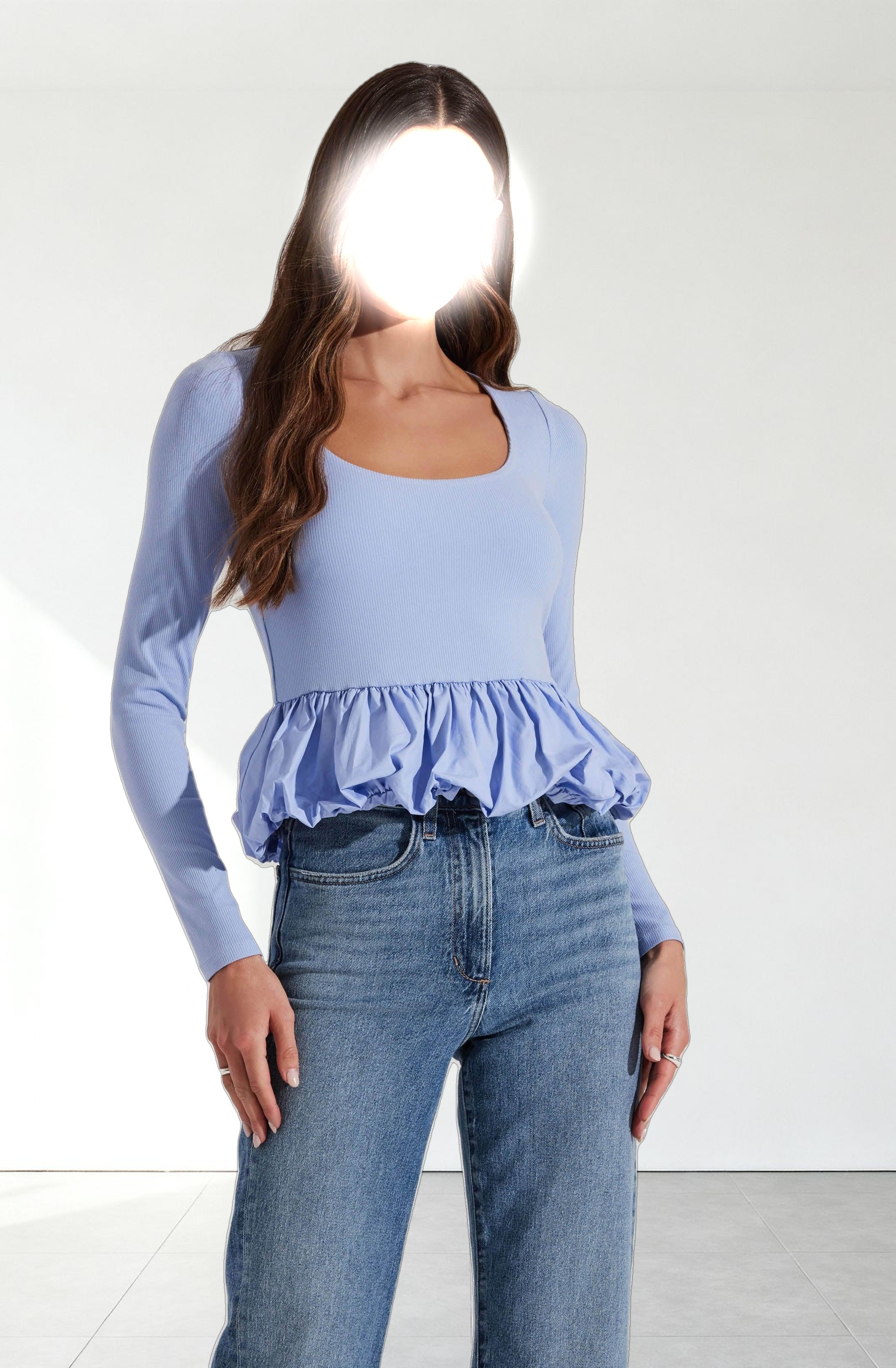 Bubble Hem Peplum Top