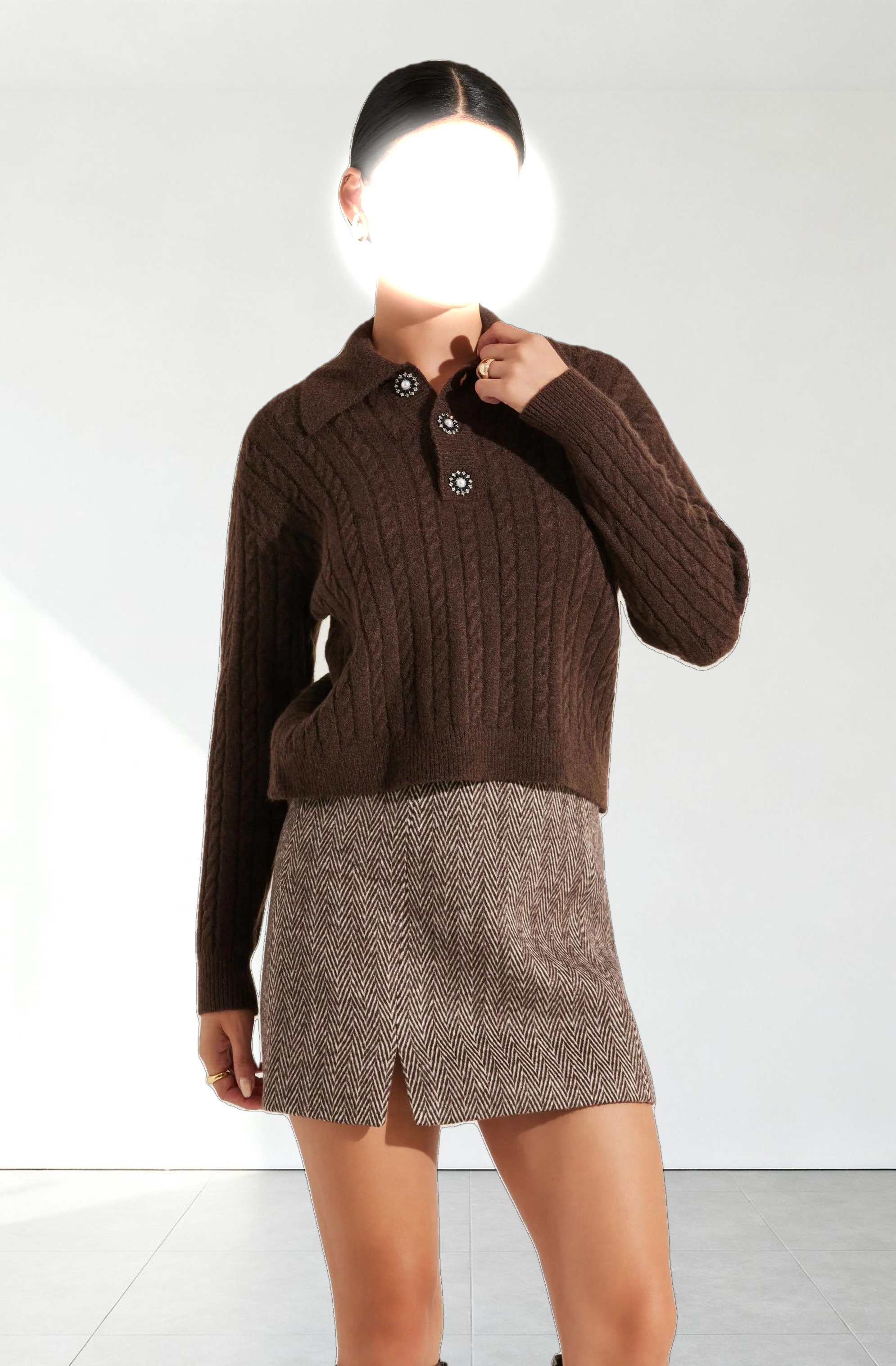 Cable Knit Polo Sweater