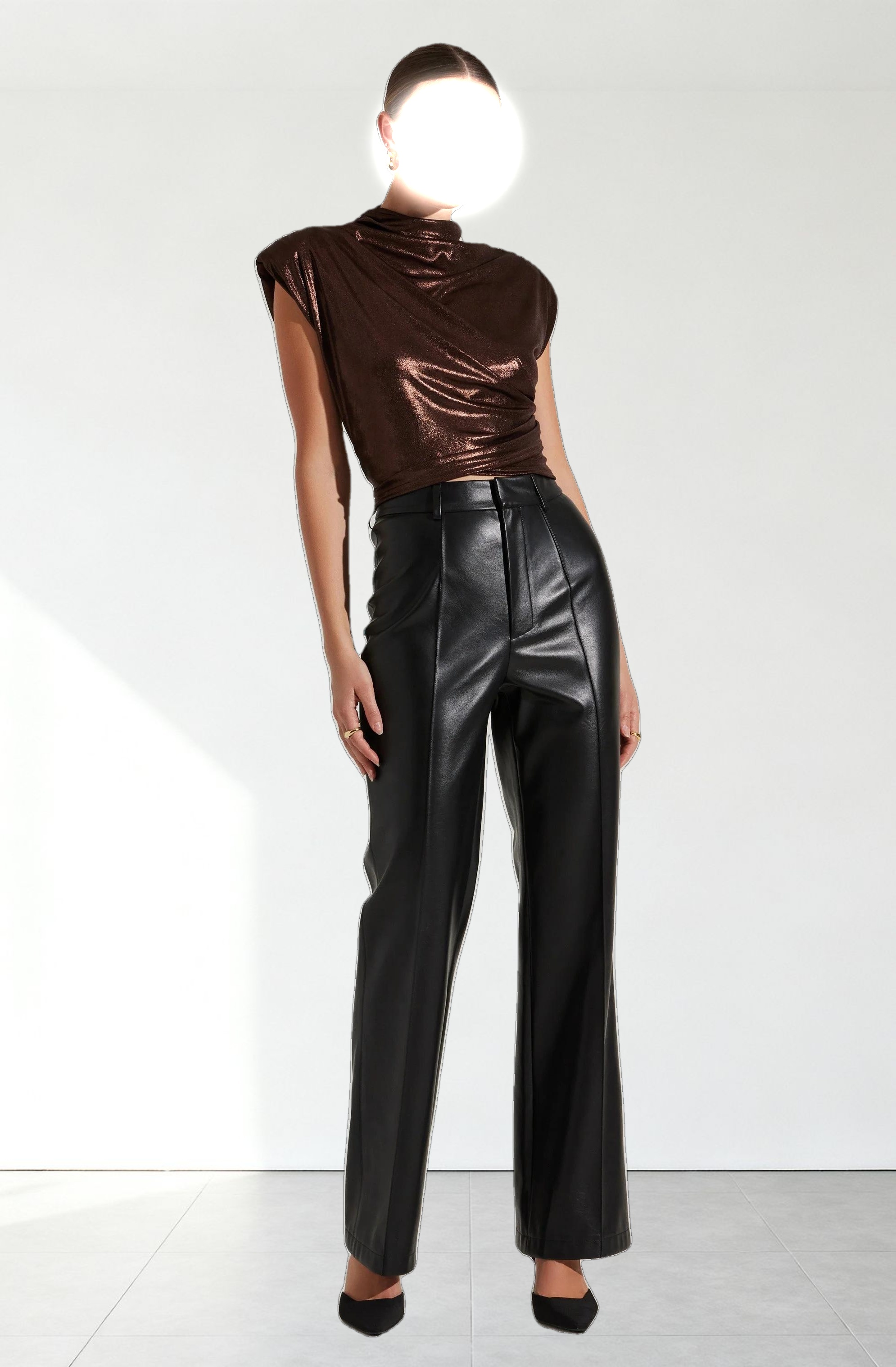 Solange Metallic Mock Neck Top