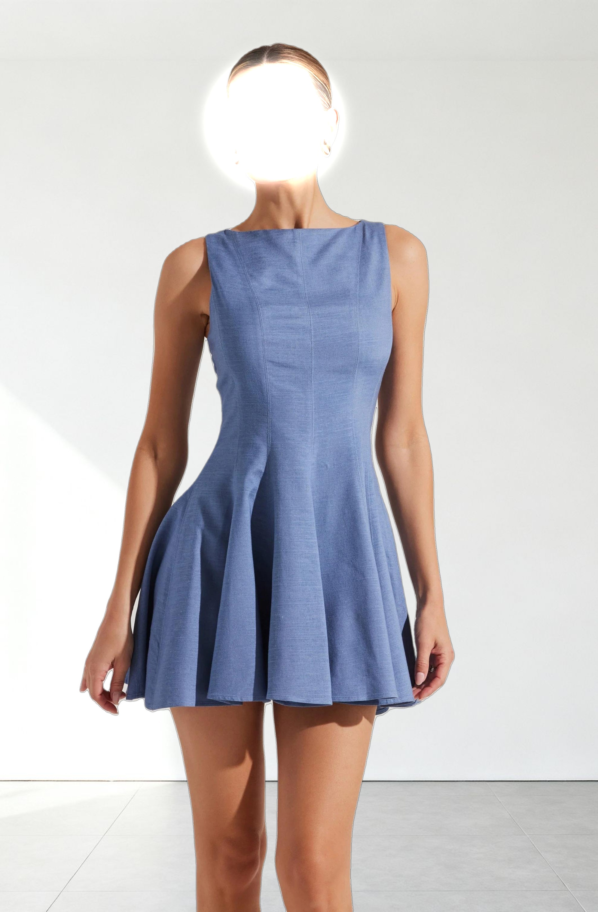 Xaria Linen-Blend Mini Dress