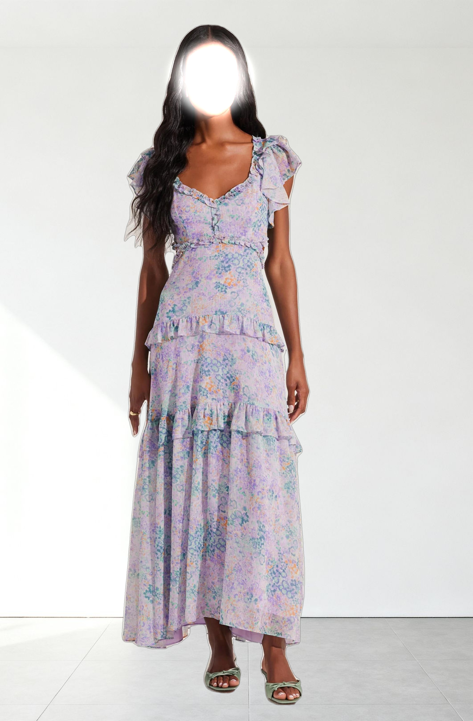 Mable Floral Tiered Ruffle Maxi Dress