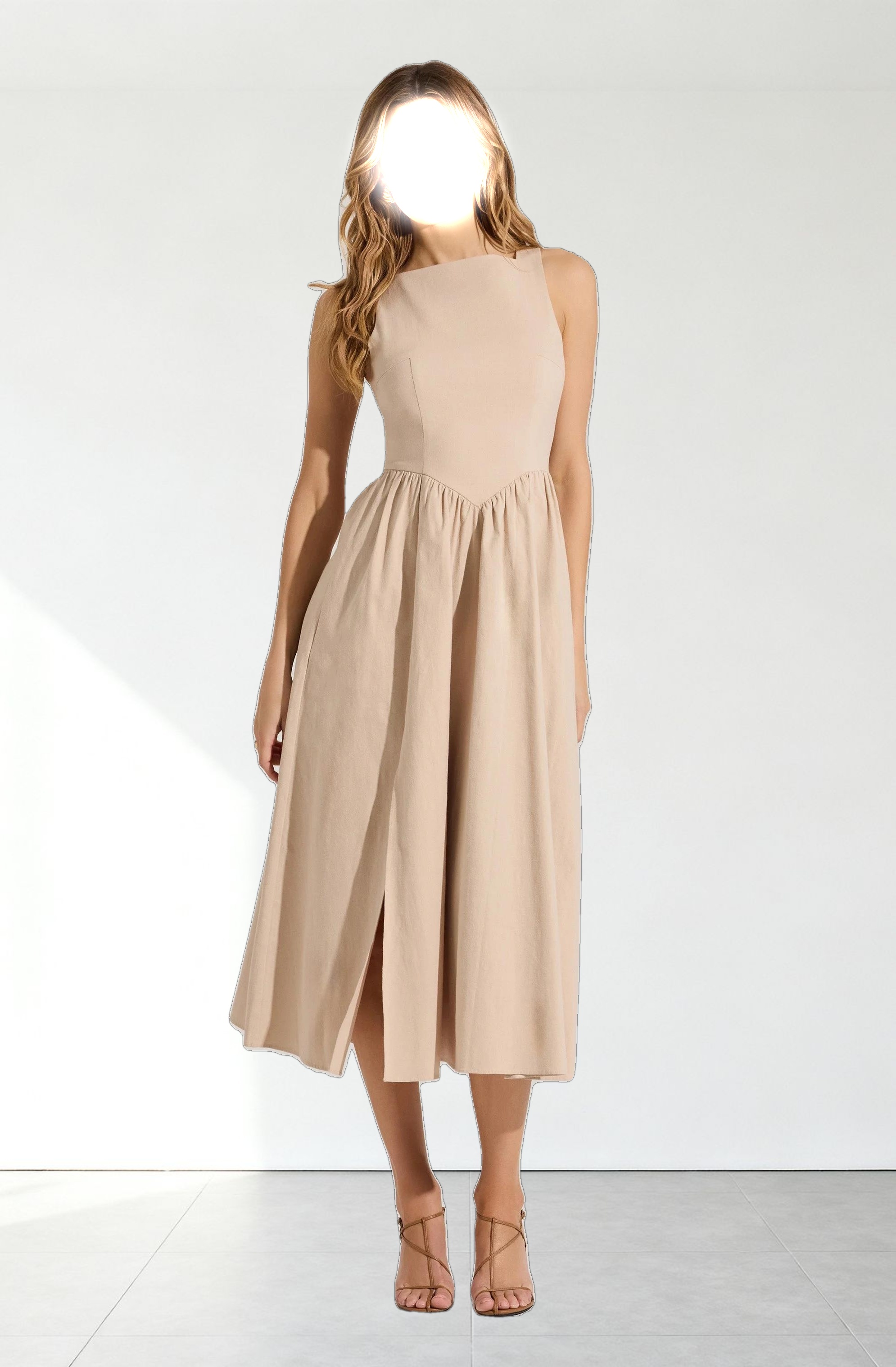 Bow Back Apron Midi Dress