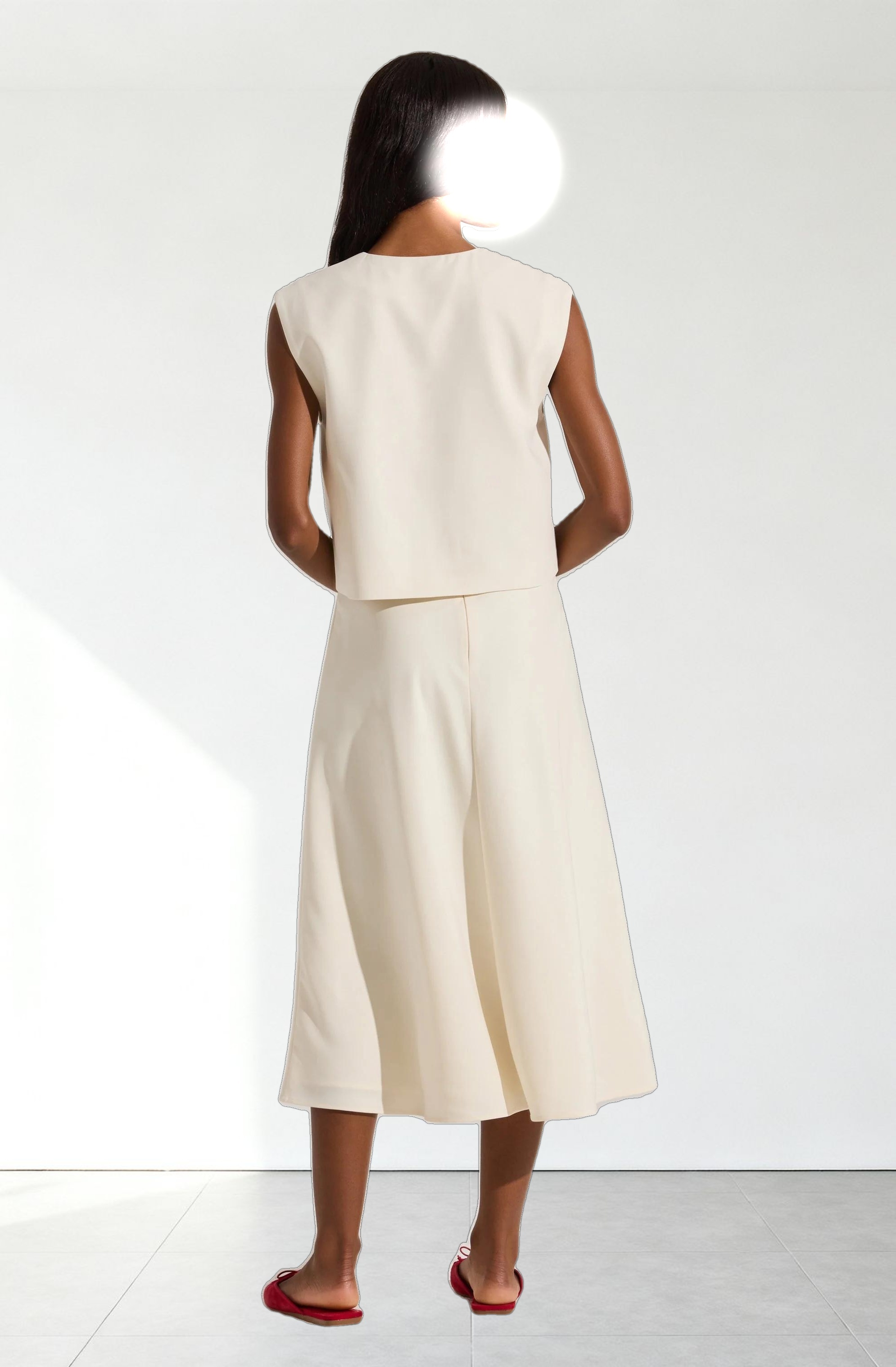 Woven A-Line Midi Skirt