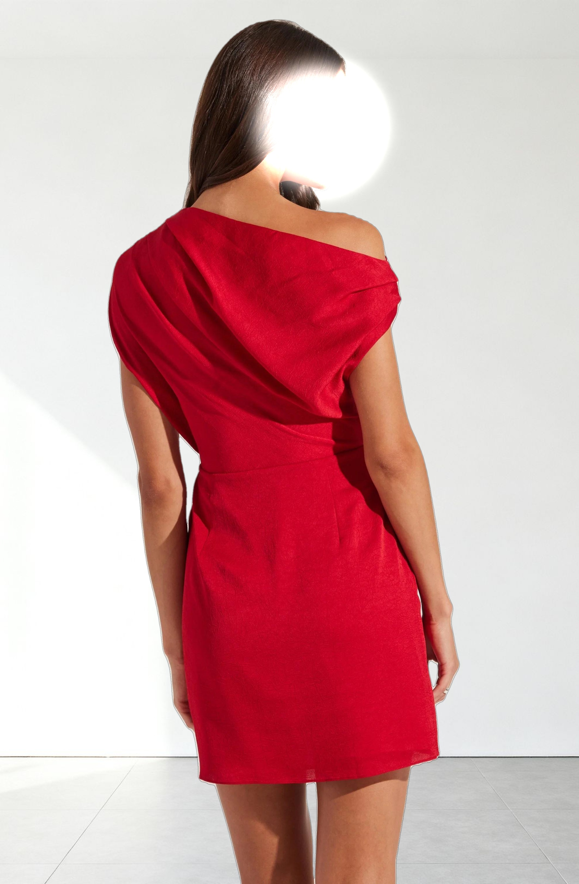 Draped Off Shoulder Mini Dress