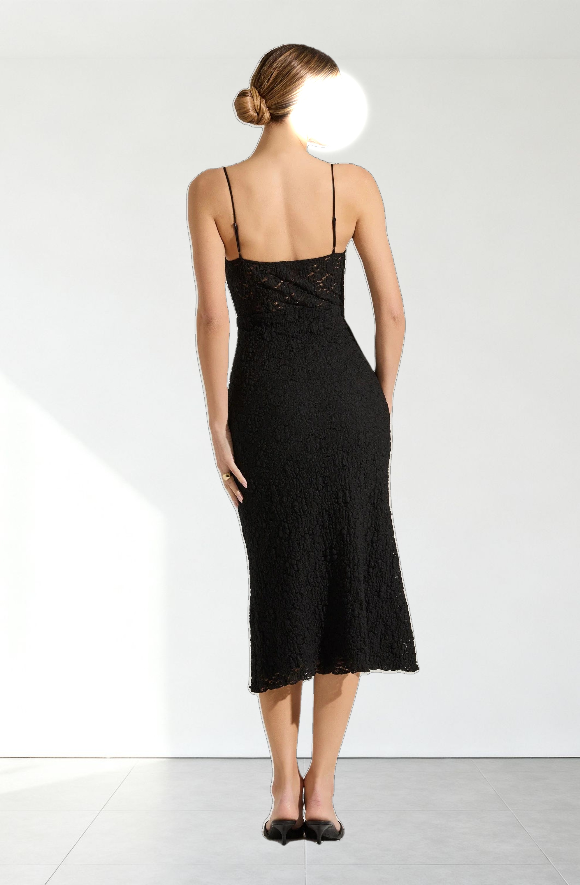 Floral Lace Knit Midi Dress