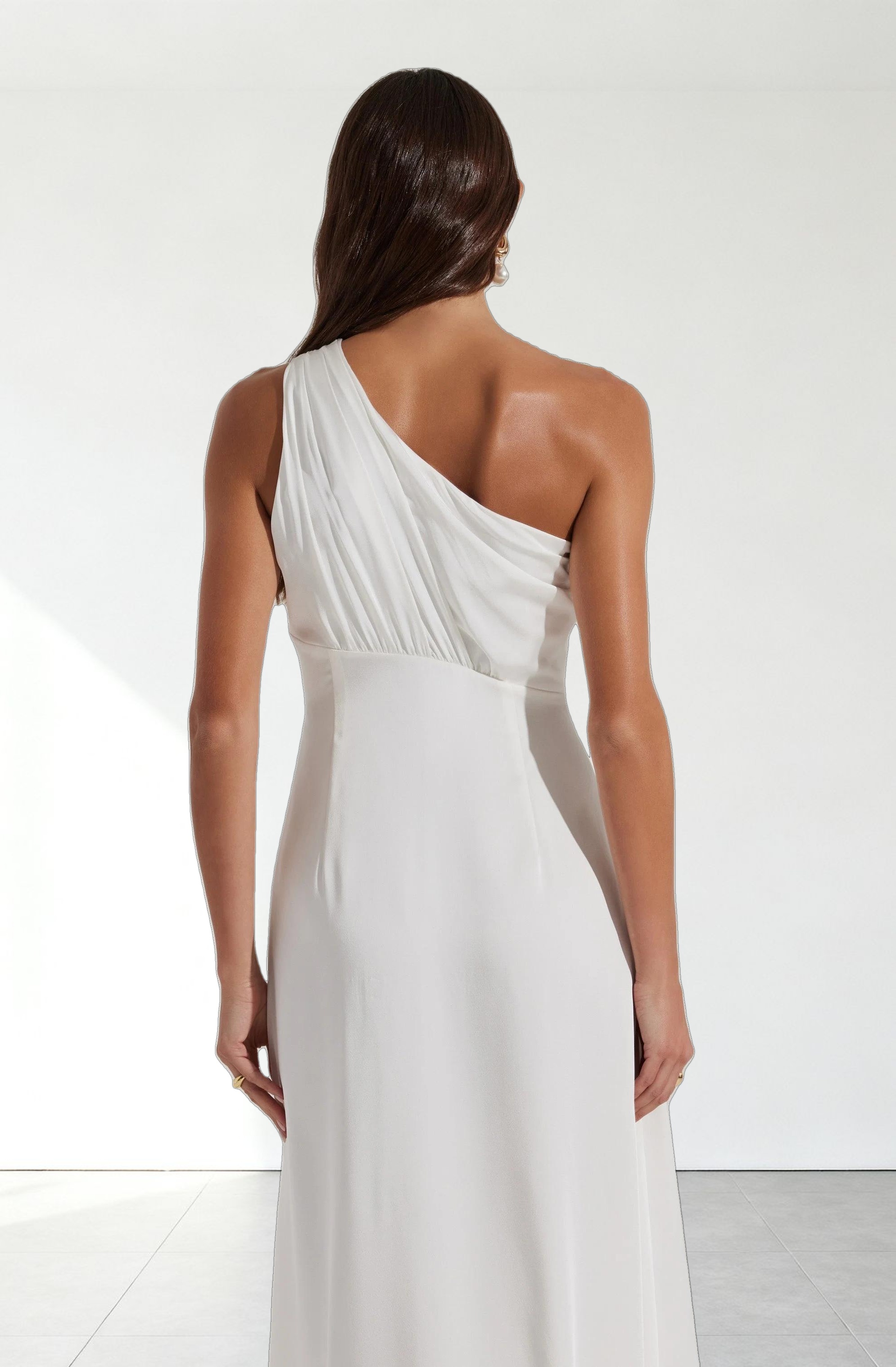 Atoila One Shoulder Satin Maxi Dress