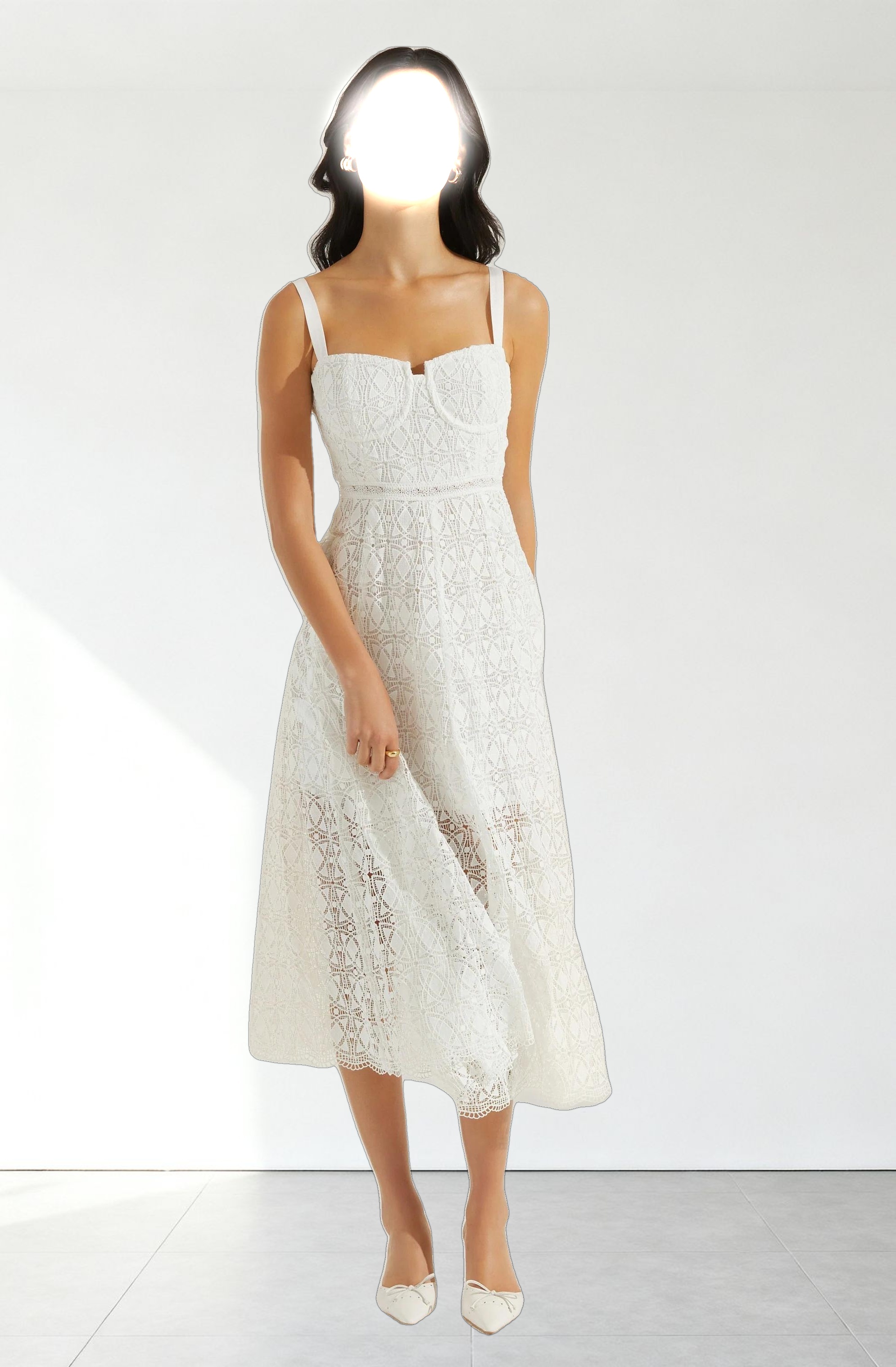 Tenna Lace Bustier Midi Dress