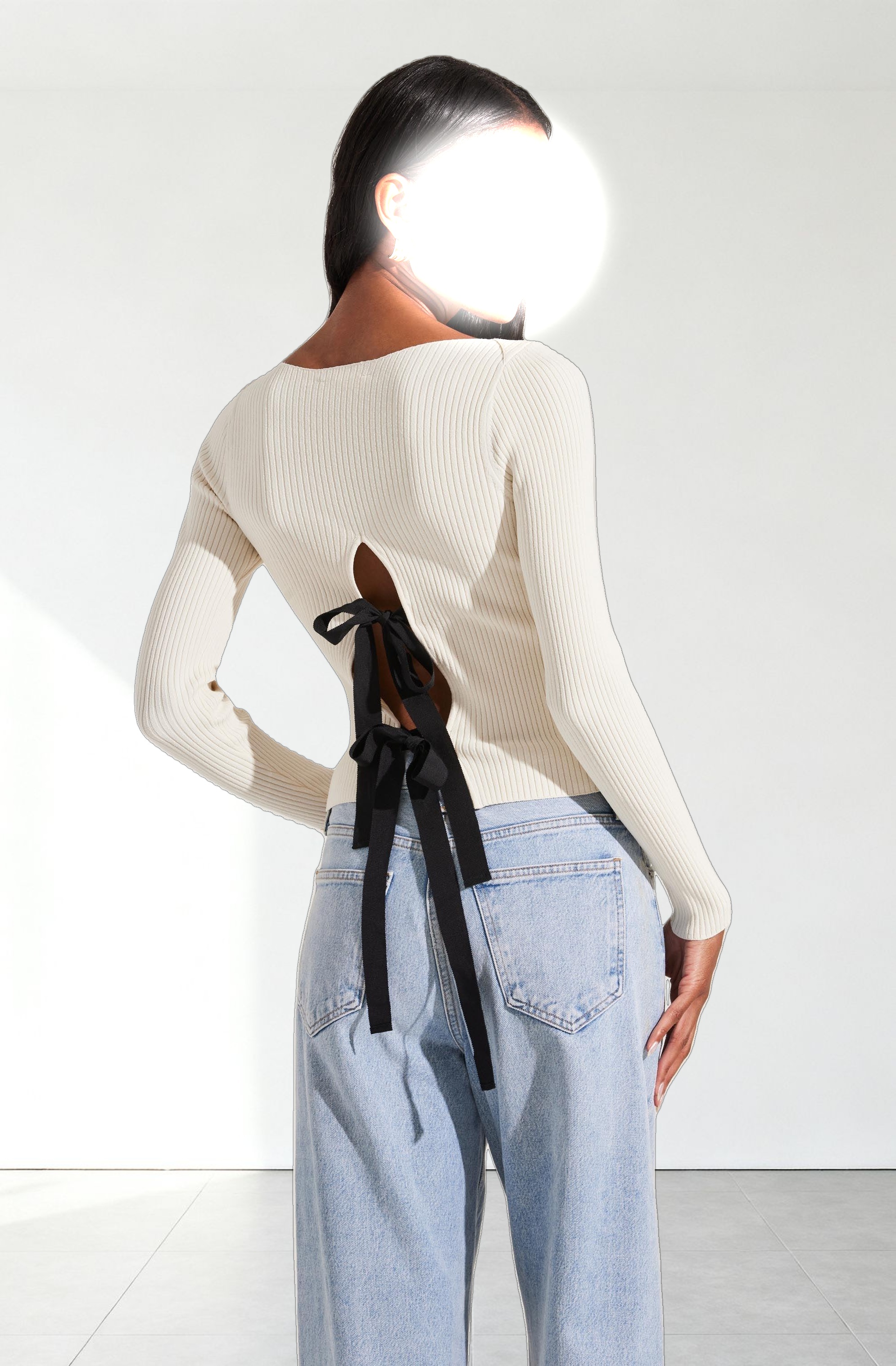 Lauryn Contrast Bow Back Sweater