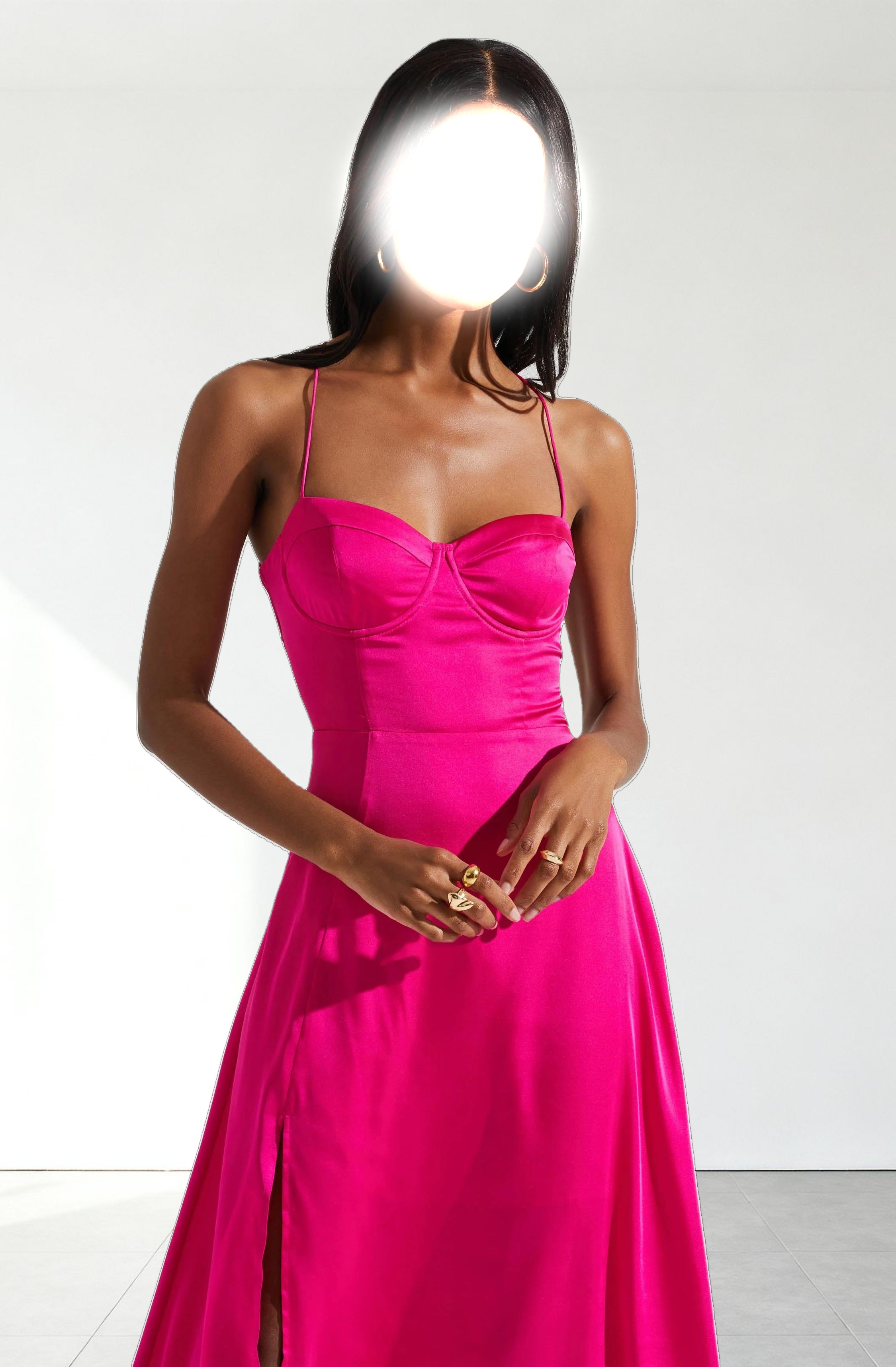 Gala Bustier Cross Strap Midi Dress