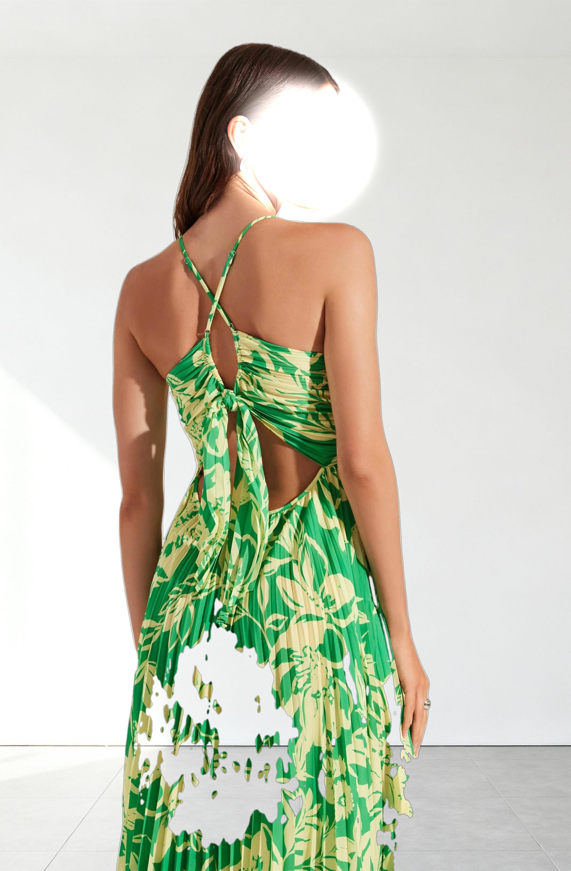 Blythe Floral Plisse Midi Dress