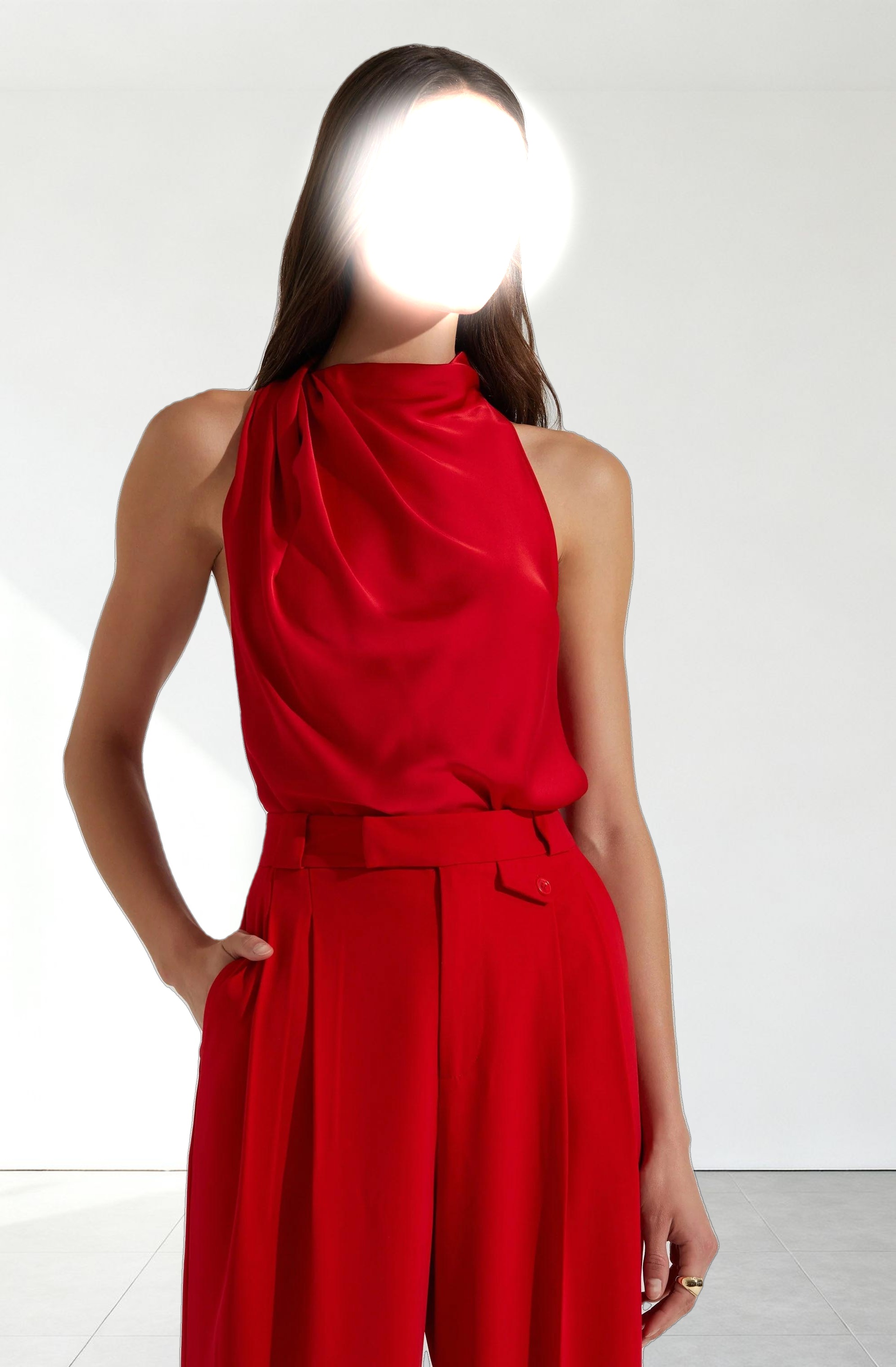 Iza Satin High Neck Top