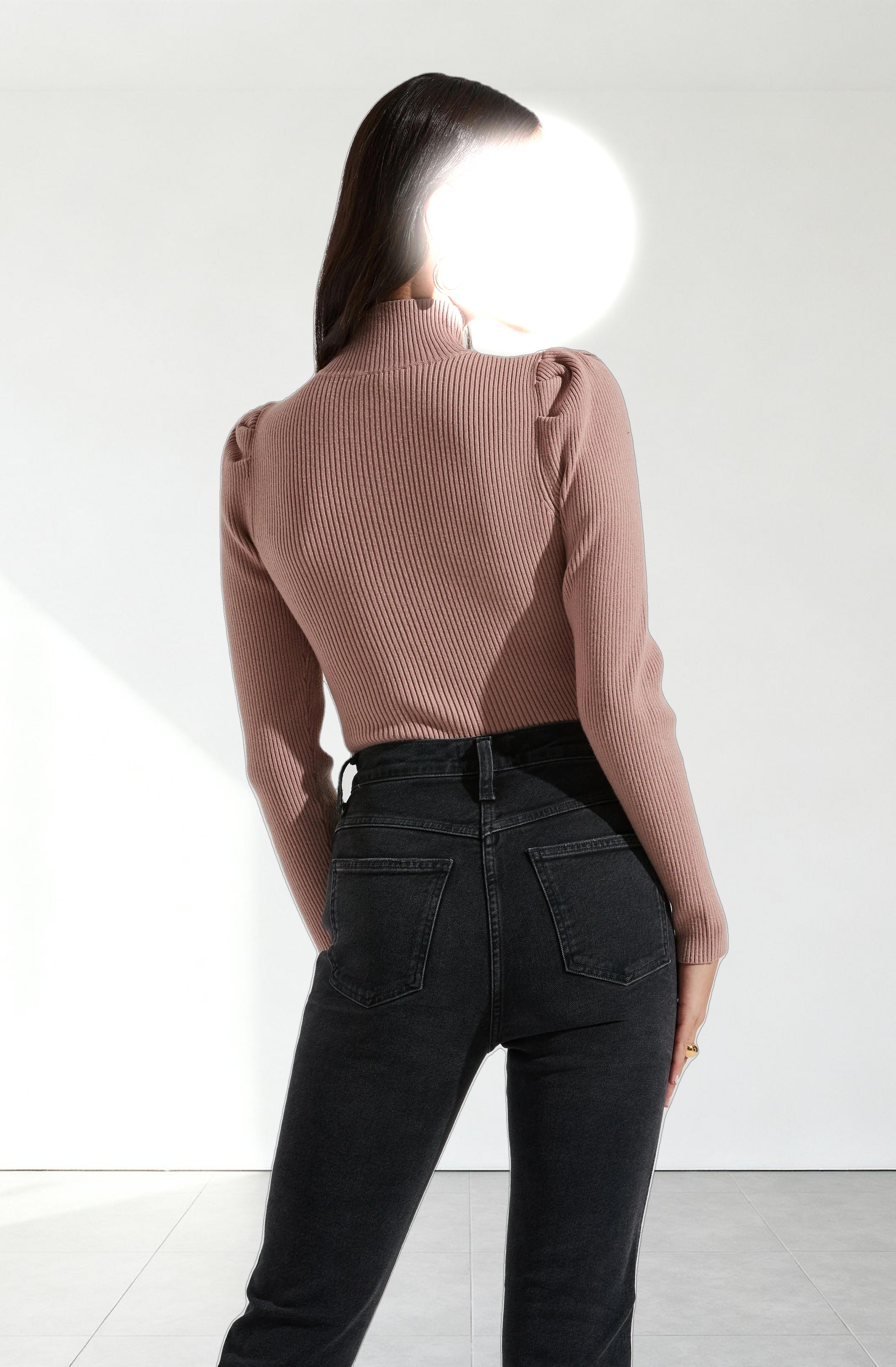 Front Cutout Long Sleeve Sweater Bodysuit