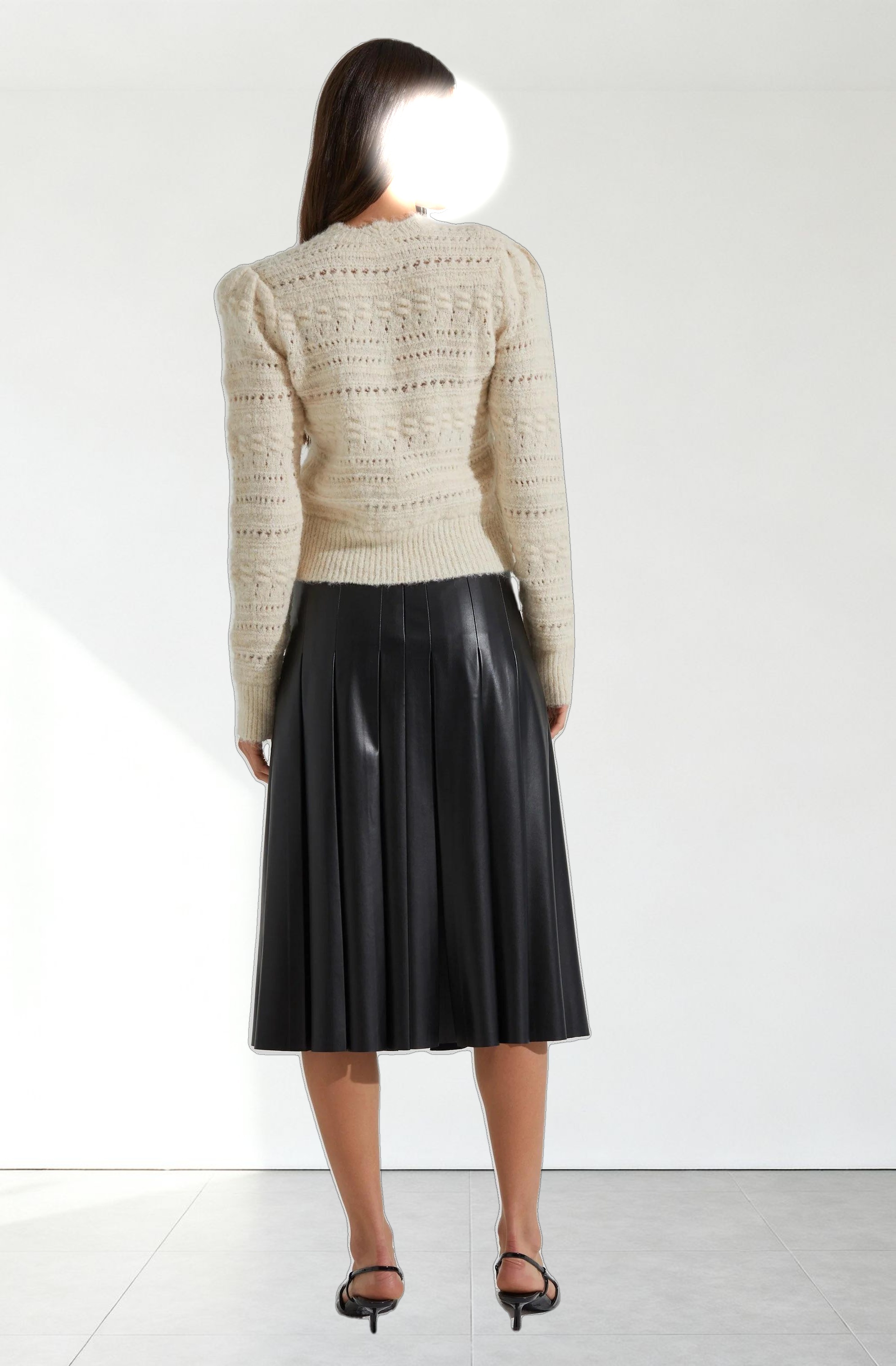 Vena Pleated Faux Leather Skirt