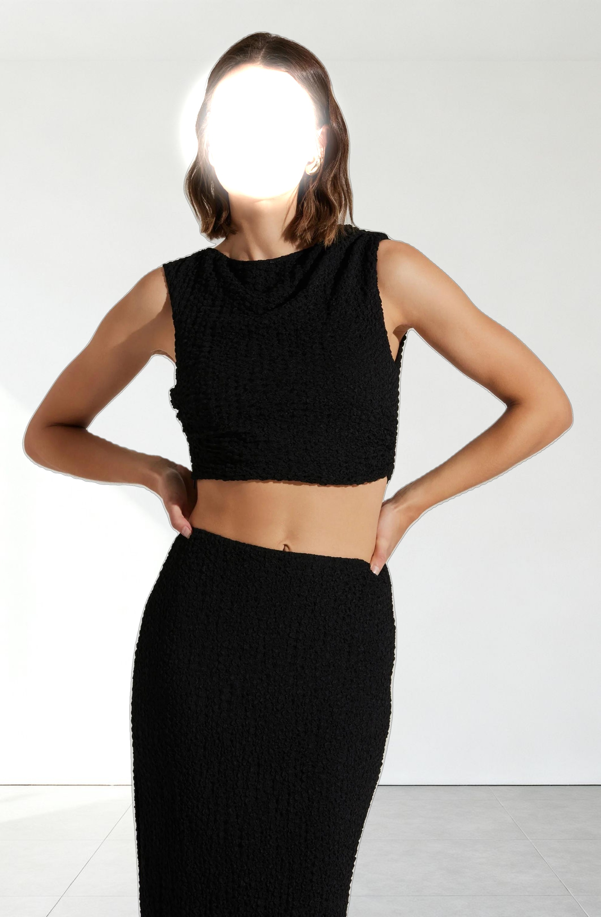 Keely Textured Sleeveless Crop Top