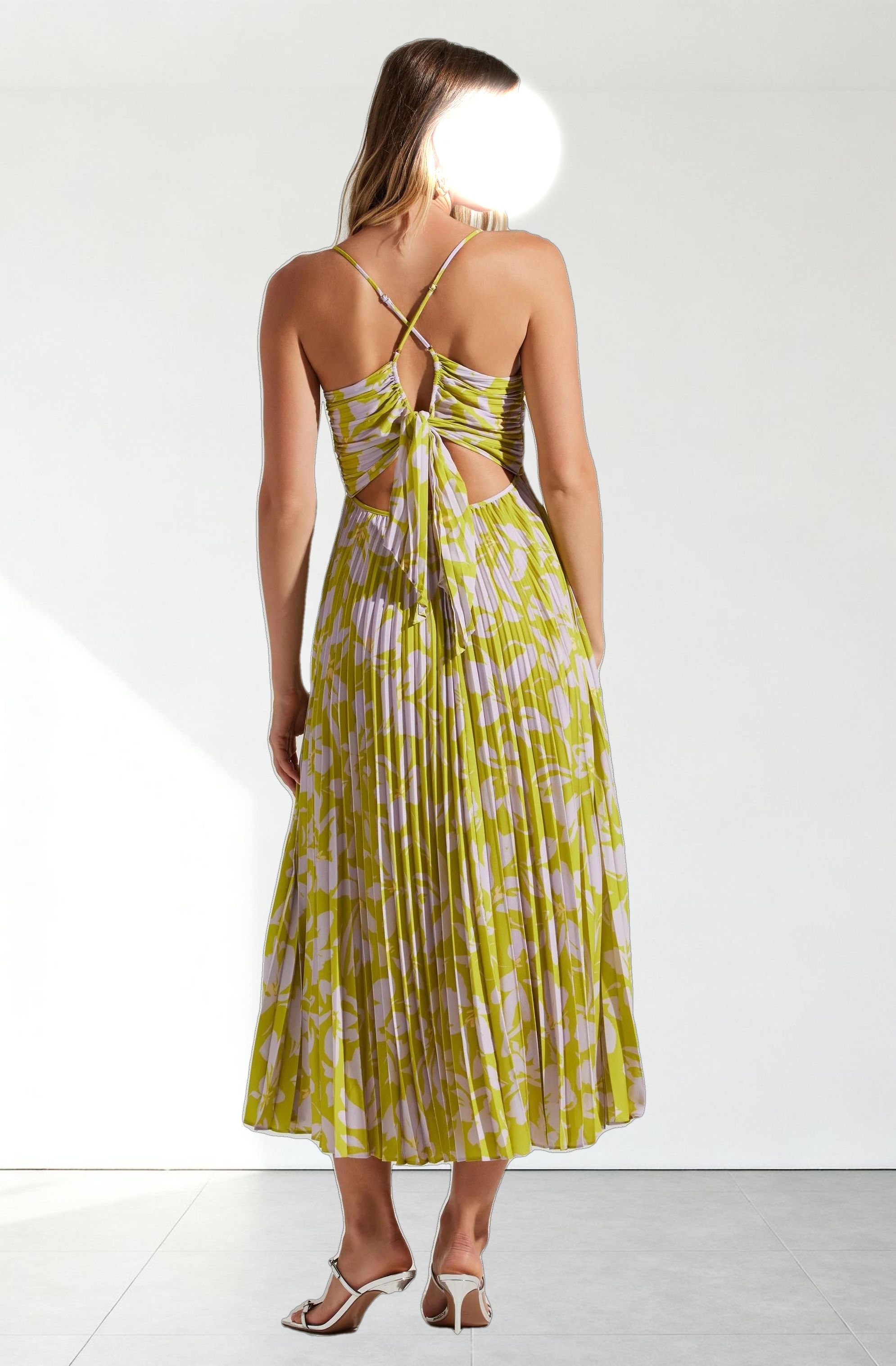 Blythe Floral Plisse Midi Dress