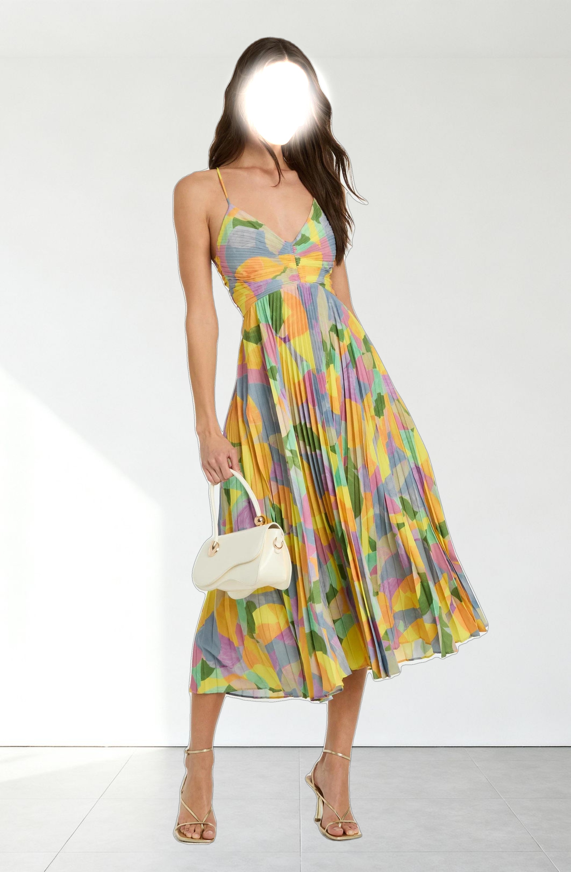 Blythe Floral Plisse Midi Dress