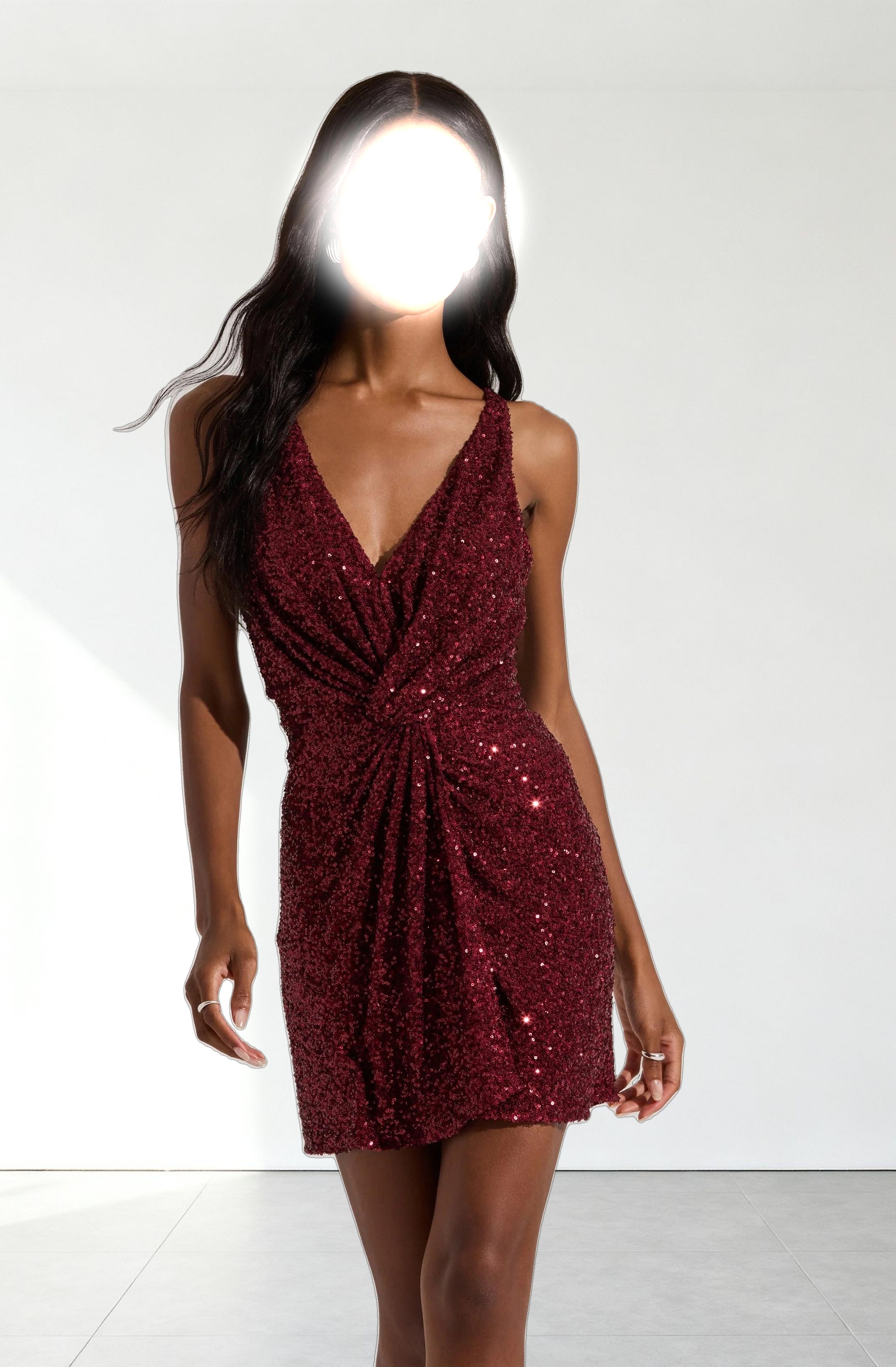 Sequin Twist Front Mini Dress