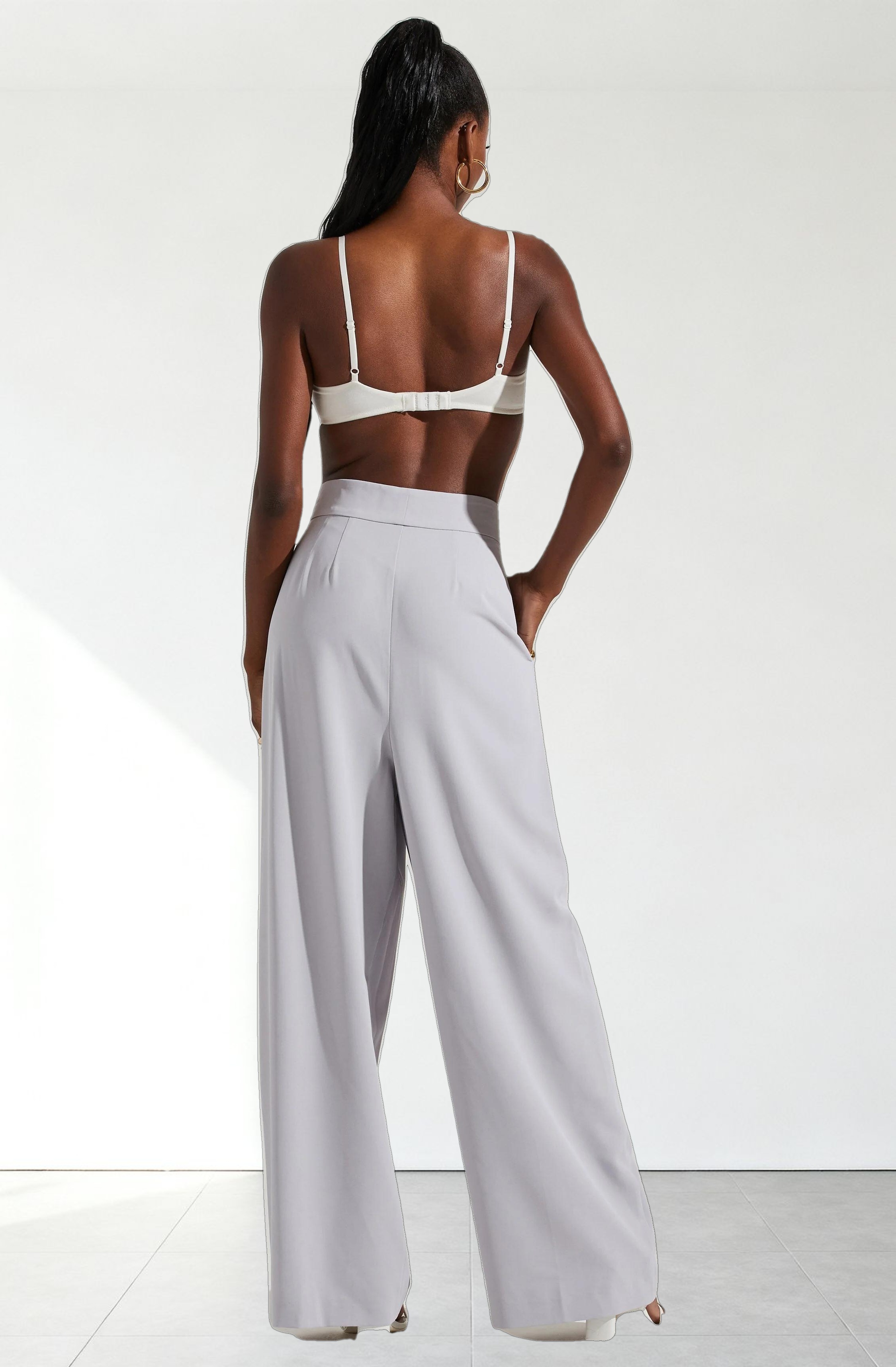 Boyfriend Criss Cross Pleated Wide Leg Pants