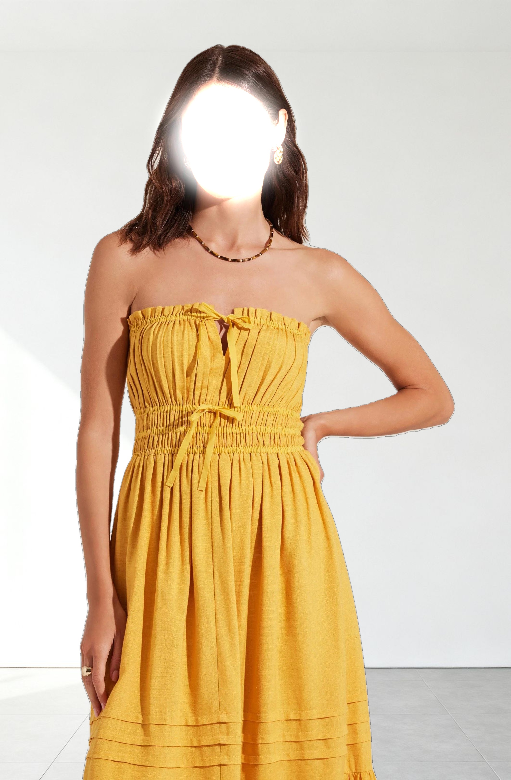 Aubrie Strapless Smocked Midi Dress